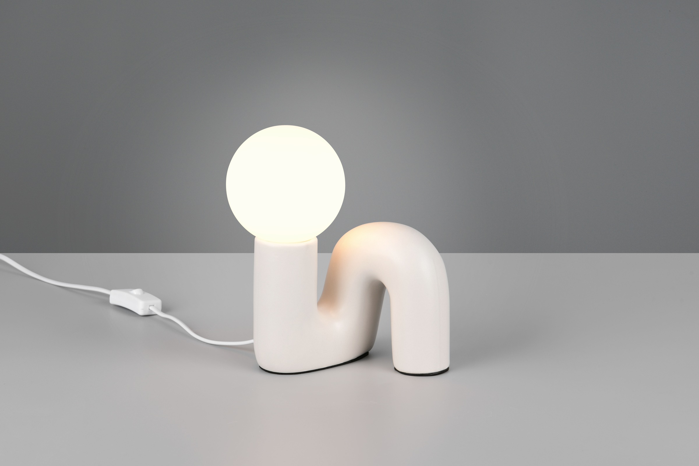 REALITY Leuchten Tischleuchte »QUINN, Keramik Tischlampe m. Glasschirm, Set inkl 2xG9 Leuchtmittel 3W« G9 2 Stk. Warmweiß Design Nachttischlampe, Schreibtischlampe Höhe 22cm, Glas Lampenschirm