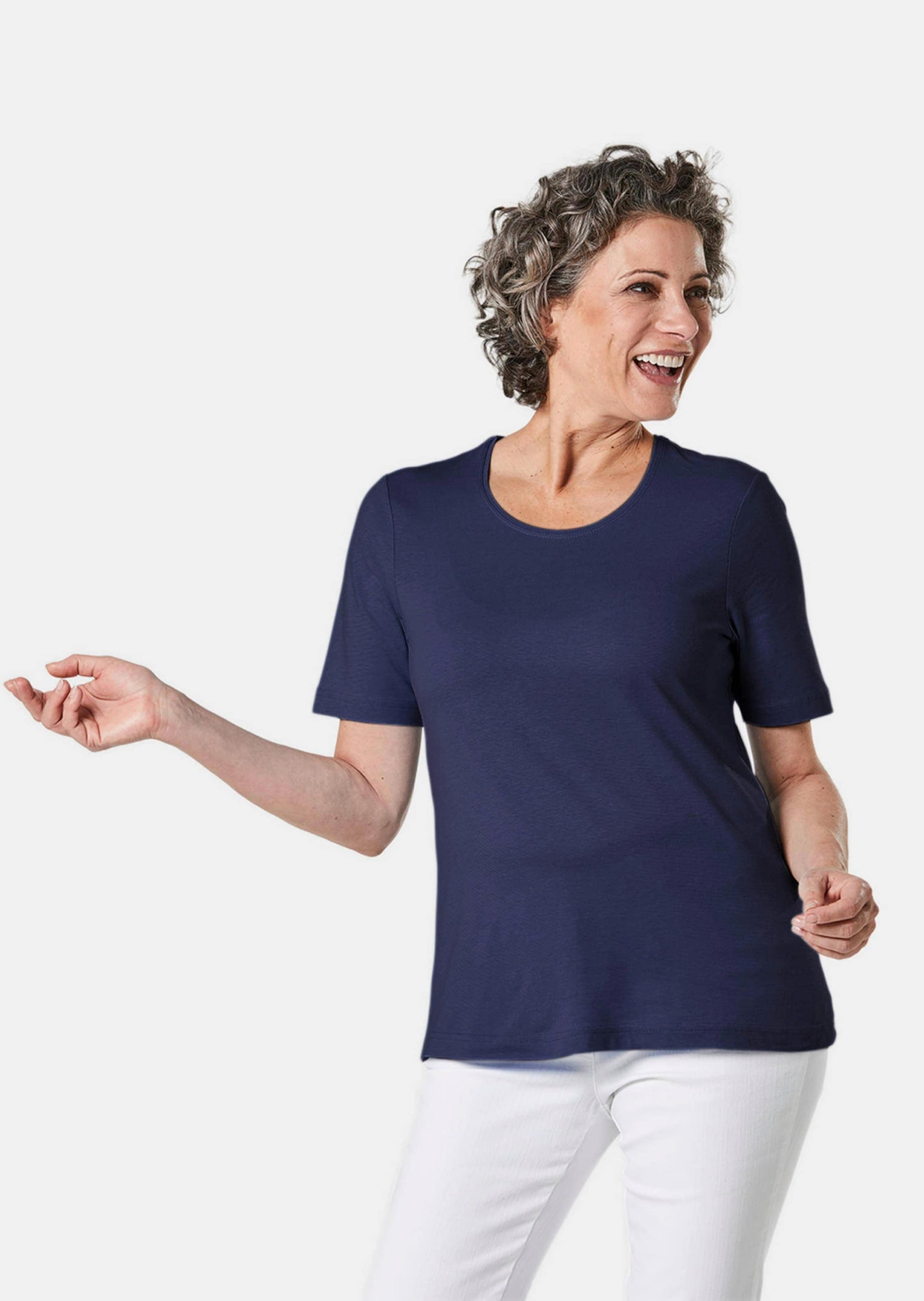 GOLDNER Langarm-Poloshirt »Basic T-Shirt aus reiner Baumwolle«