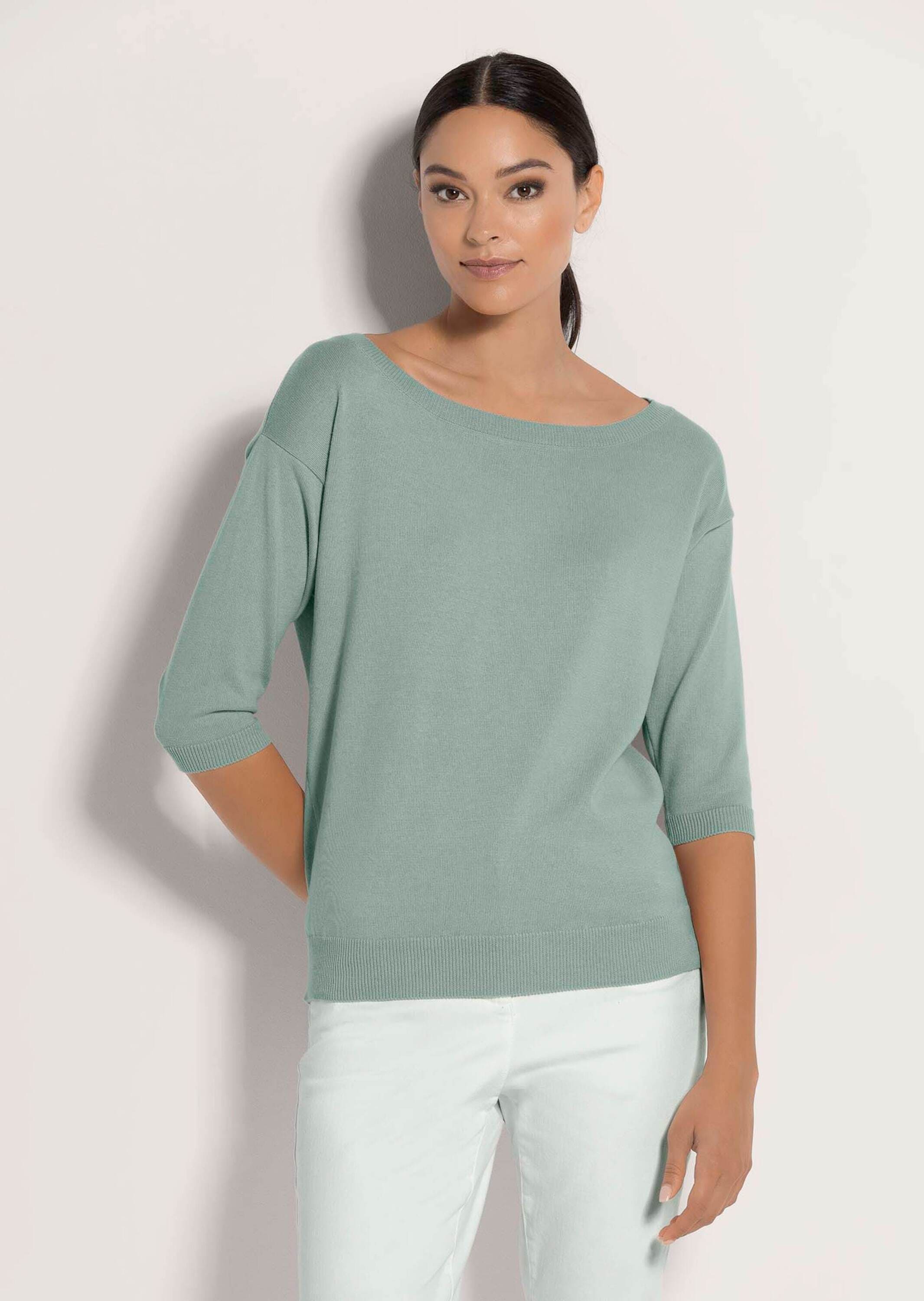 MADELEINE Longpullover »Strickpullover Sommerlicher Baumwollpullover mit 3/4-Ärmeln« Legere Kurzform