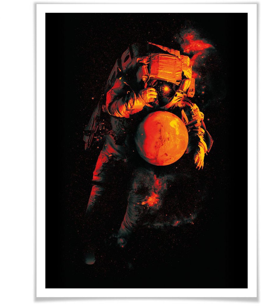 Wall-Art Poster »Astronaut Schwarz Mars Weltall«, Vögel, (1 St.), Poster  ohne Bilderrahmen kaufen online bei OTTO
