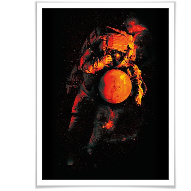 Wall-Art Poster »Astronaut Schwarz Mars Weltall«, Vögel, (1 St.), Poster  ohne Bilderrahmen kaufen online bei OTTO