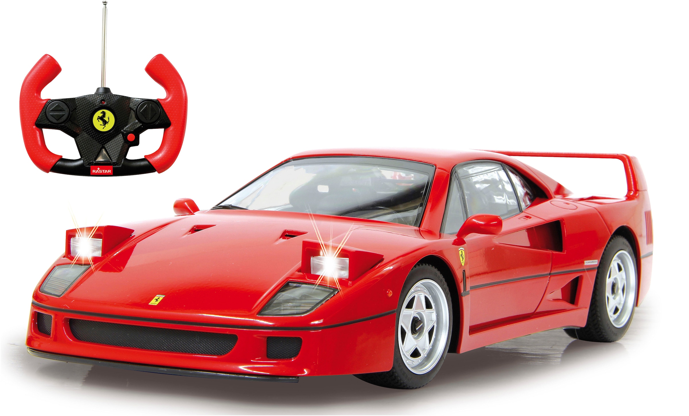 RC-Auto »Deluxe Cars, Ferrari F40, 1:14, rot, 27MHz«, mit LED-Licht