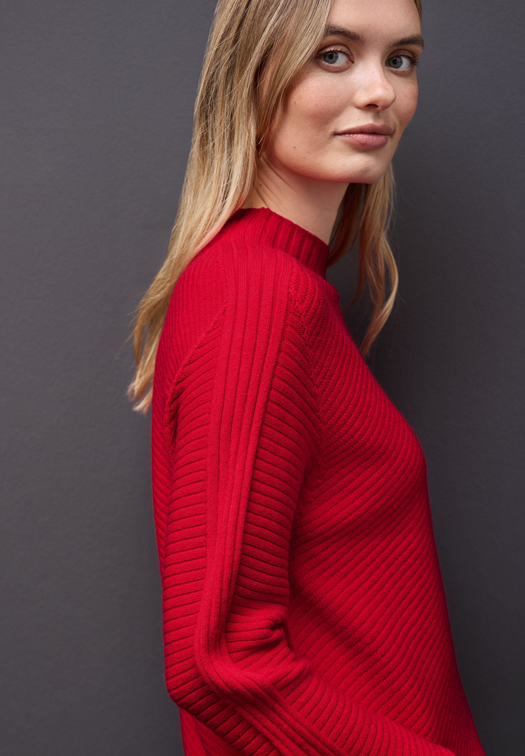 STREET ONE Strickpullover mit Struktur und Stehkragen/Turtleneck