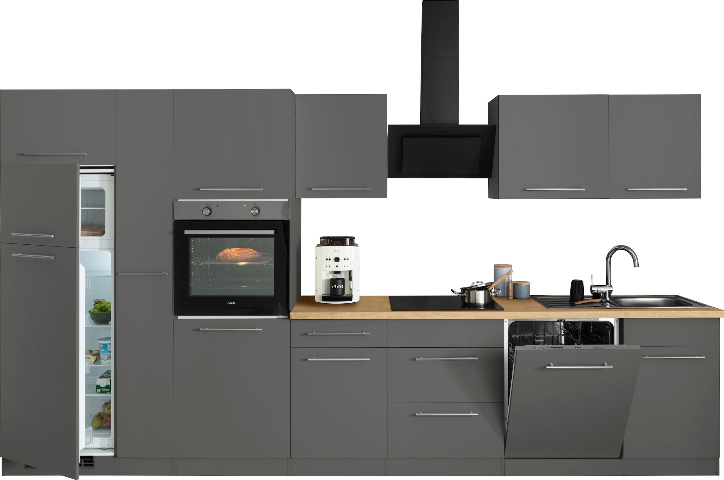 wiho Küchen mit bei Breite cm 370 E-Geräten, »Unna«, online Küchenzeile OTTO