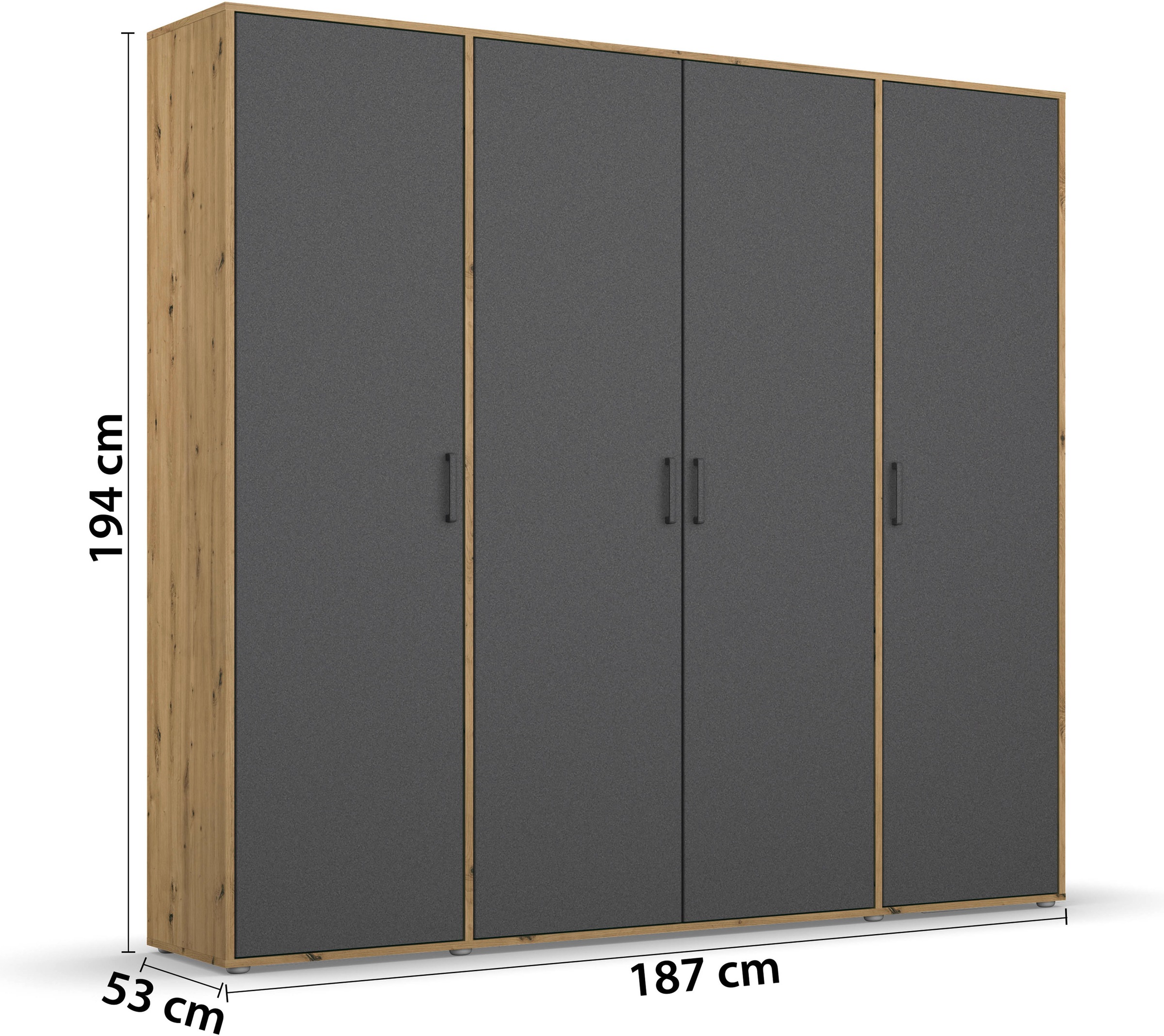 rauch Kleiderschrank »VOYAGER Otto´s Choice Garderobe Wäscheschrank TOPSELLER Schlafzimmer«, (in 3 verschiedenen Ausstattungen BASIC/CLASSIC/PREMIUM), Schrank mit modernen Griffen in viel Stauraum MADE IN GERMANY