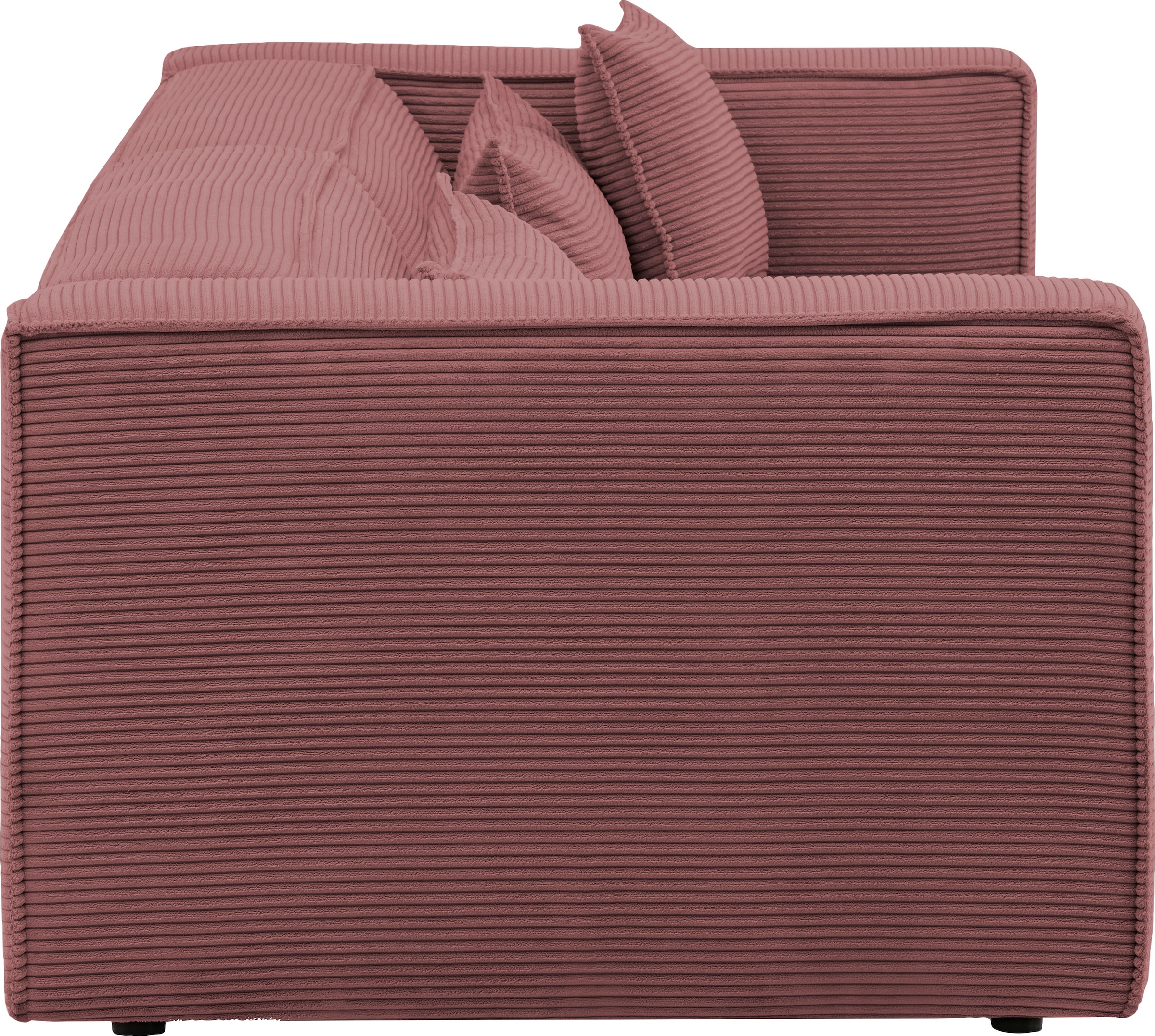 LeGer Home by Lena Gercke 3-Sitzer »PIARA, Couch mit Kedernaht, Sofa in Cord oder Leinenoptik«, schwarze Füße, bequemer Sitzkomfort