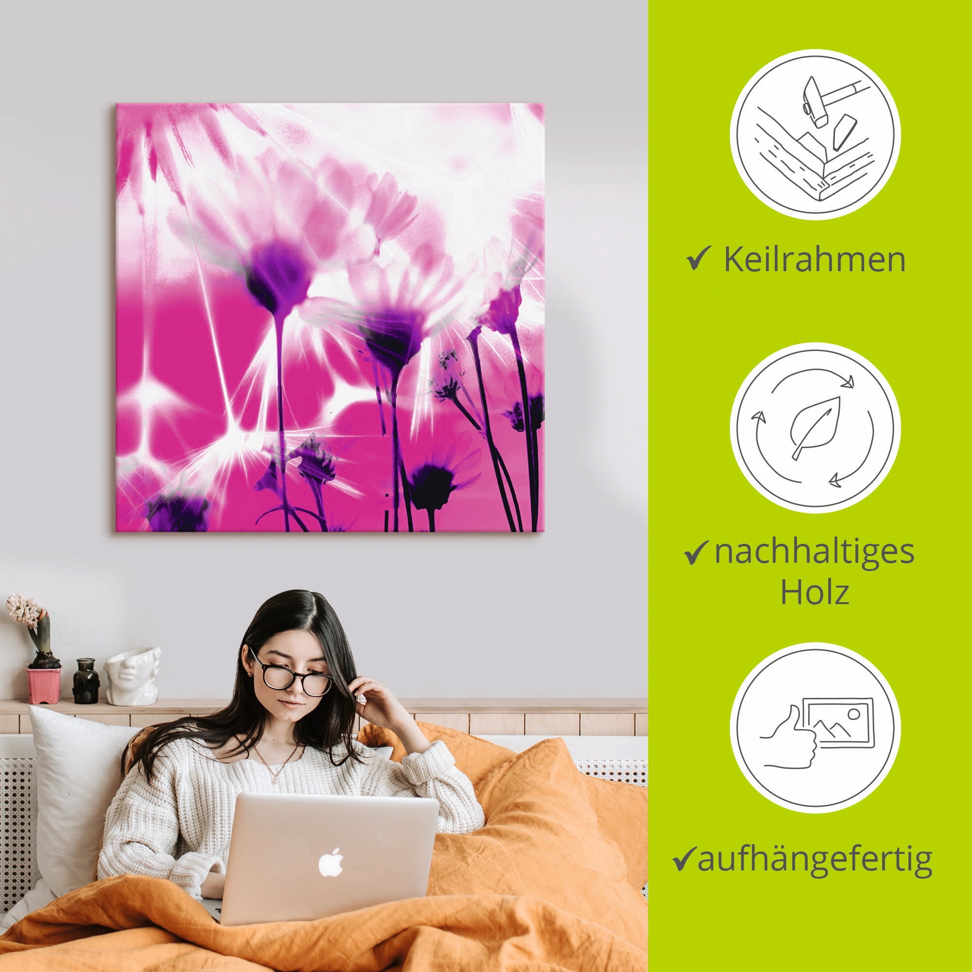 Artland Leinwandbild »Pusteblume abstrakt«, Blumen, (1 St.), auf Keilrahmen gespannt