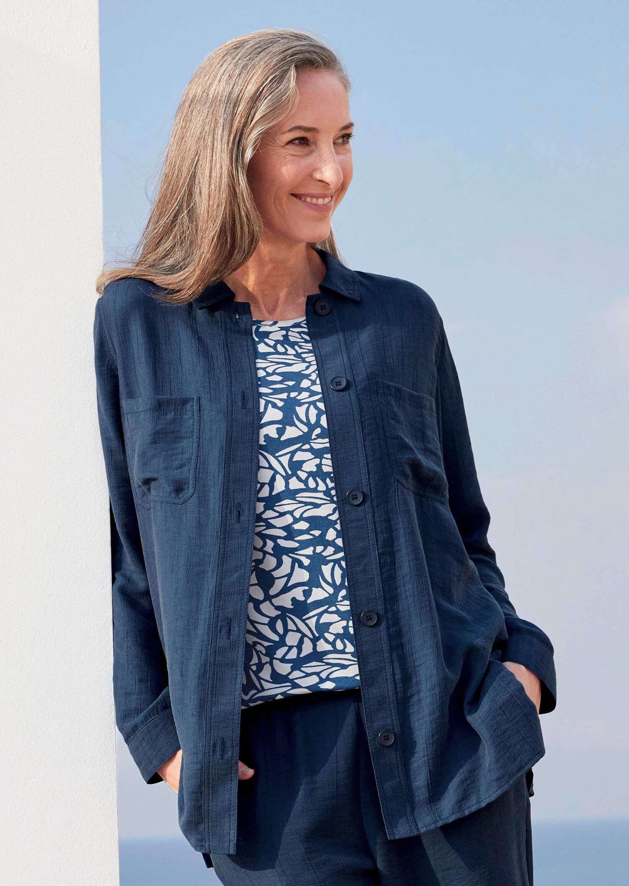 GOLDNER Hemdbluse »Kurzgröße Viskose Hemdjacke Langarm«