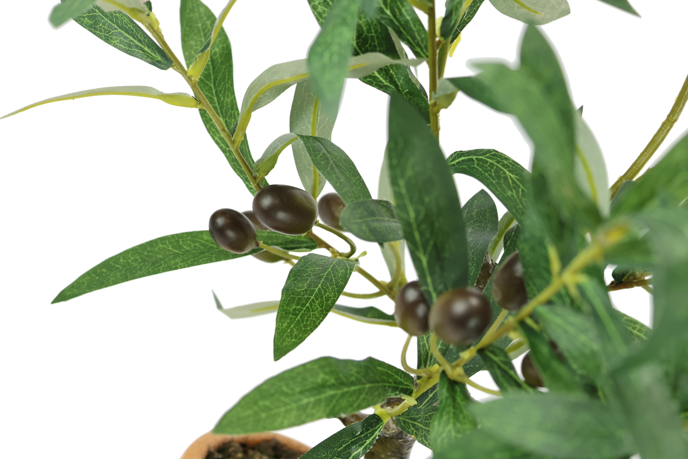 I.GE.A. Kunstpflanze »Künstlicher Olivenbaum mit schwarzen Früchten« Olive Mediterran Ölbaum Grünpflanze Kunstbaum Dekobaum Baum