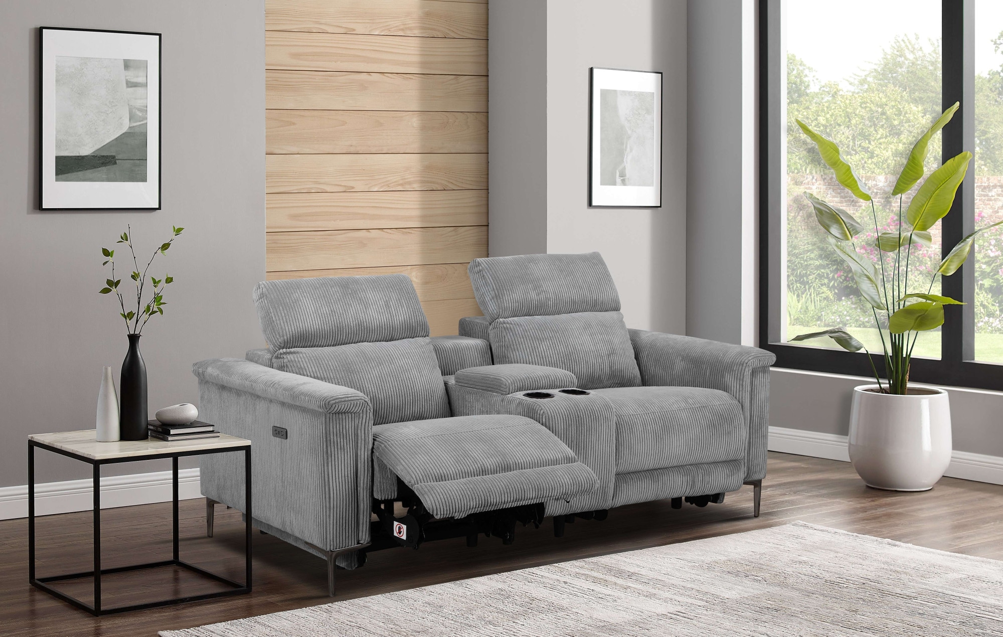 Home affaire 2-Sitzer »Lund in Cord, 2er-Kinosofa, TV-Sessel, Multimedia-Sofa, USB-A,«, m. elektrischer o. manueller Relaxfunktion, Getränkehalter u. Staufach