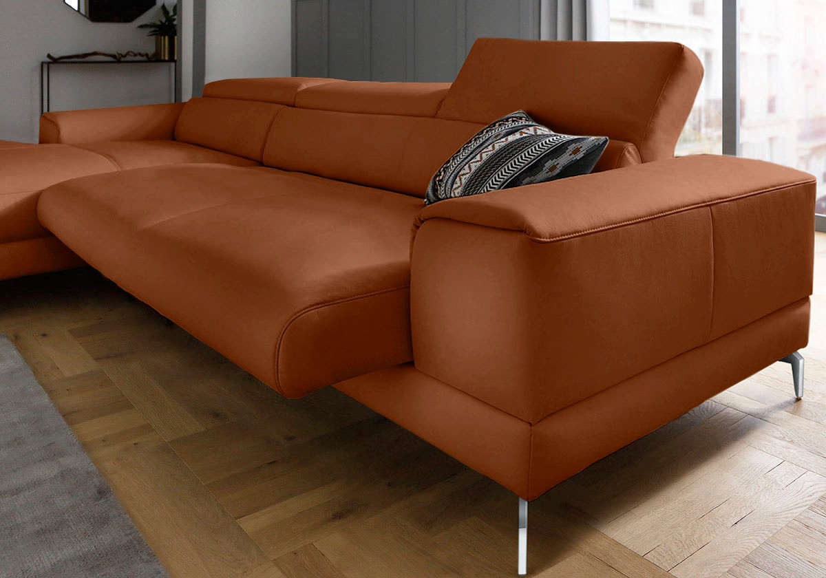 W.SCHILLIG Ecksofa »piedroo, Designsofa mit tollem Sitzkomfort, elegant und bequem, L-Form«, Kopfteilverstellung, wahlweise mit Sitztiefenverstellung, Breite 343cm