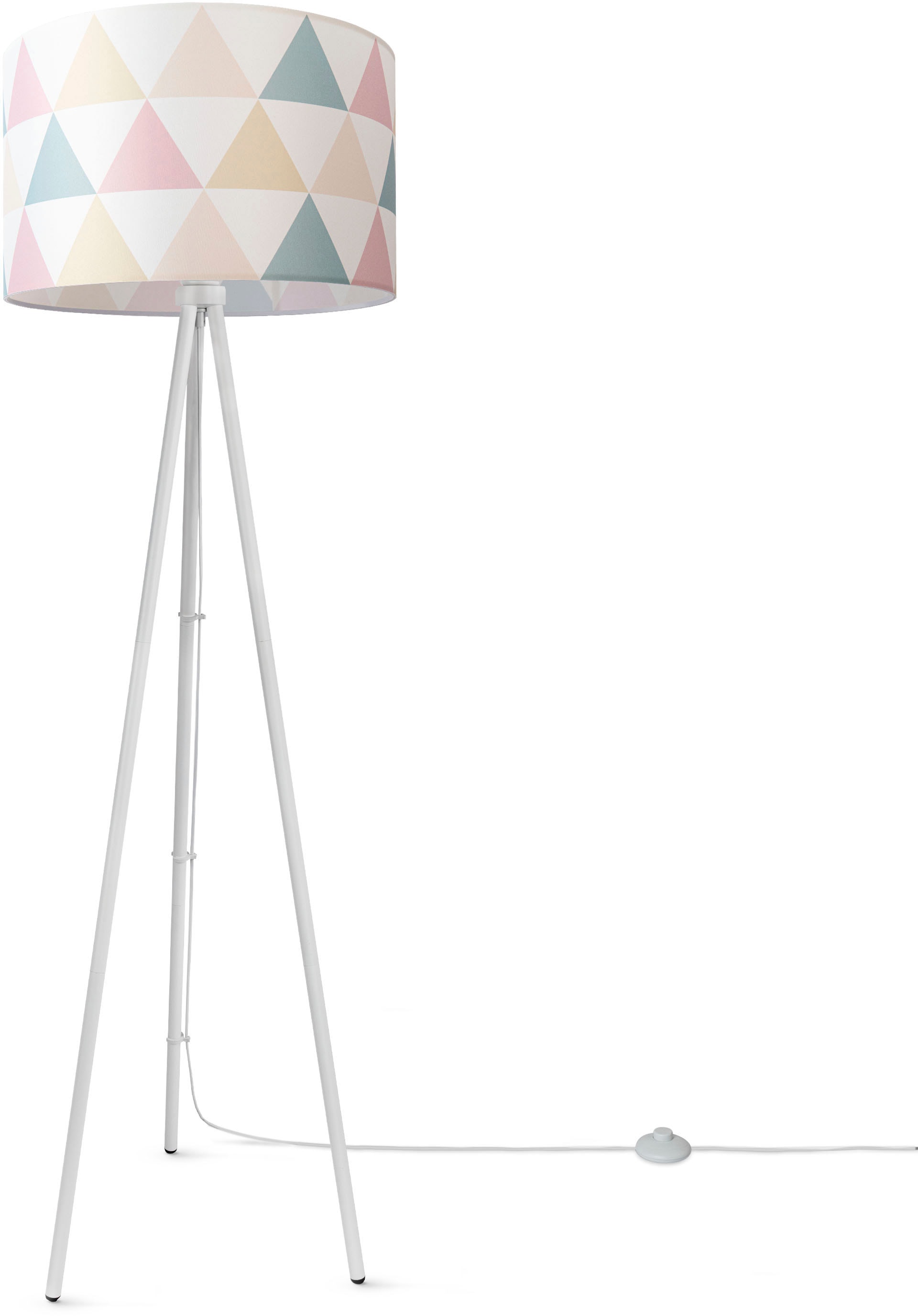 Paco Home Stehlampe »Trina Delta«, Leuchtmittel E27 | ohne Leuchtmittel, Stehlampe Leselampe Stofflampenschirm Dreieck Rund E27 Textil Bunt