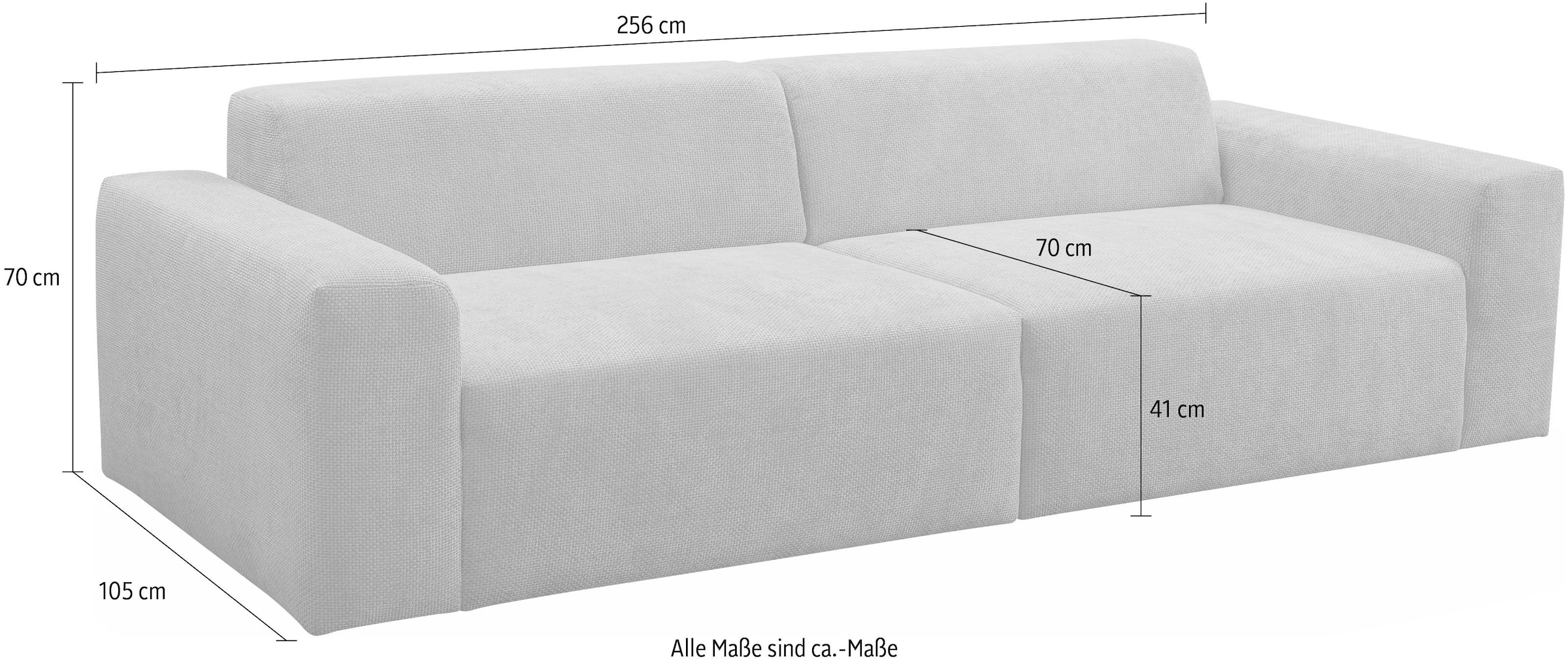 WERK2 Sofa »Zeus 3-Sitzer, Big-Sofa, Breite 256cm, Tiefe 105cm, modern und bequem«, Curvy Trend 3-Sitzer mit urbaner Optik