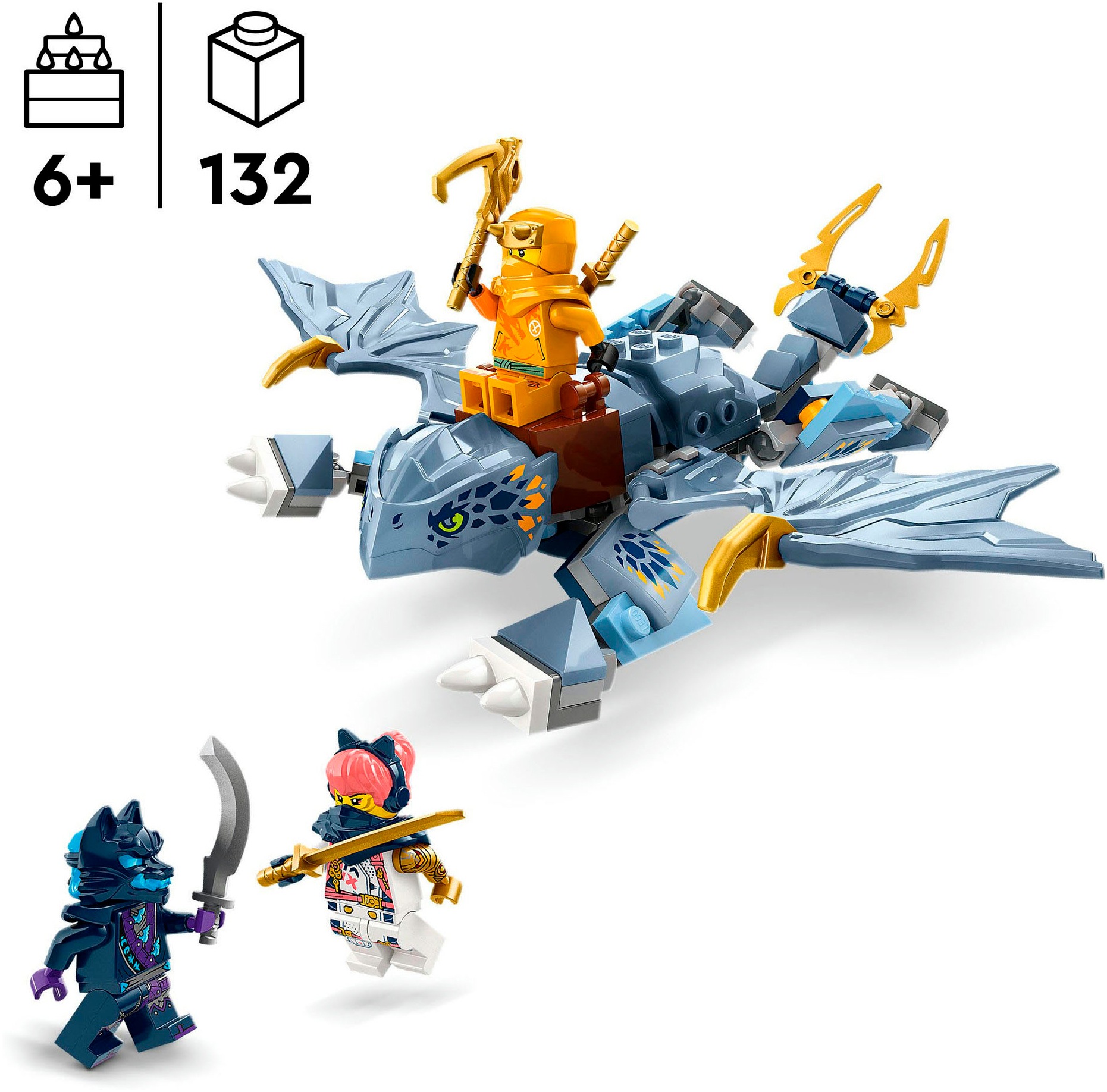 LEGO® Konstruktionsspielsteine »Riyu der Babydrache (71810), LEGO Ninjago«, (132 St.), Made in Europe