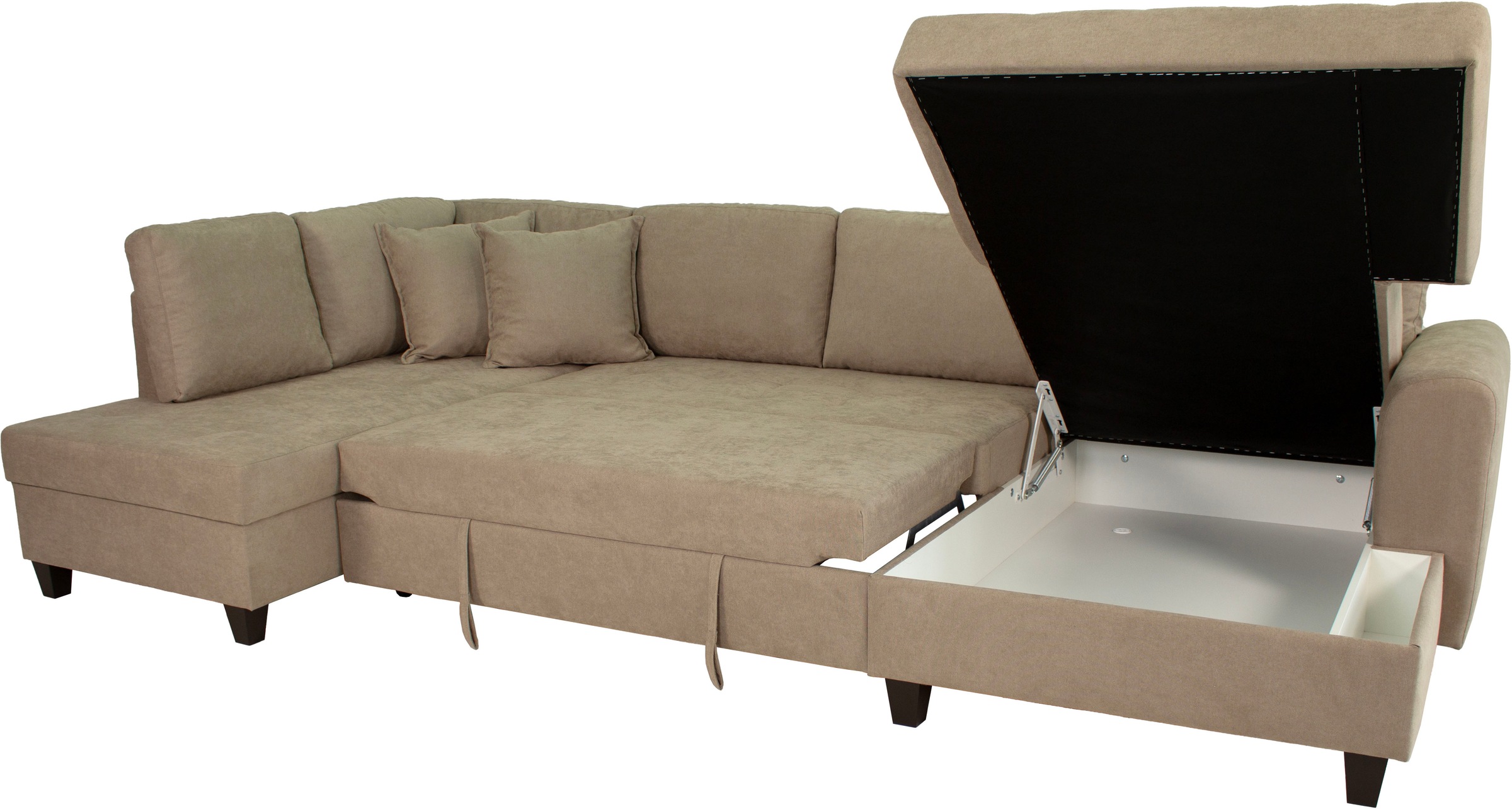 Trends by HG Wohnlandschaft »Moritz, U-Form« inkl. Bettfunktion und Bettkasten, inkl. 2 Zierkissen