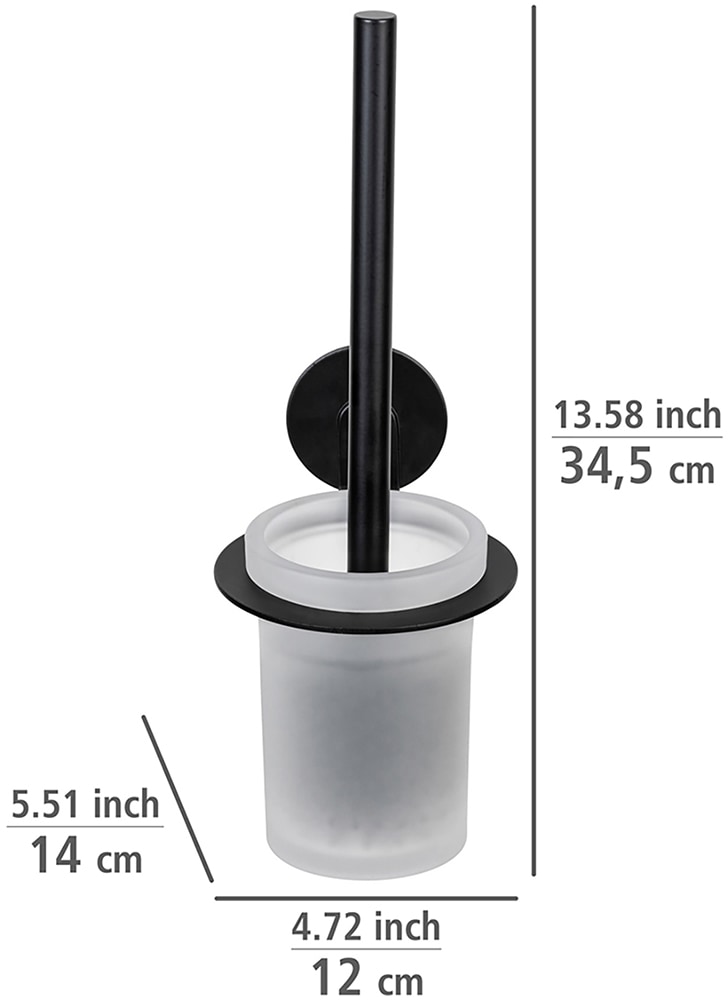 WENKO WC-Garnitur »Turbo-Loc® Modell Bivio«, aus Aluminium-Glas, Wandhalter aus Aluminium ohne Bohren, Einsatz aus Glas, mit Klobürste