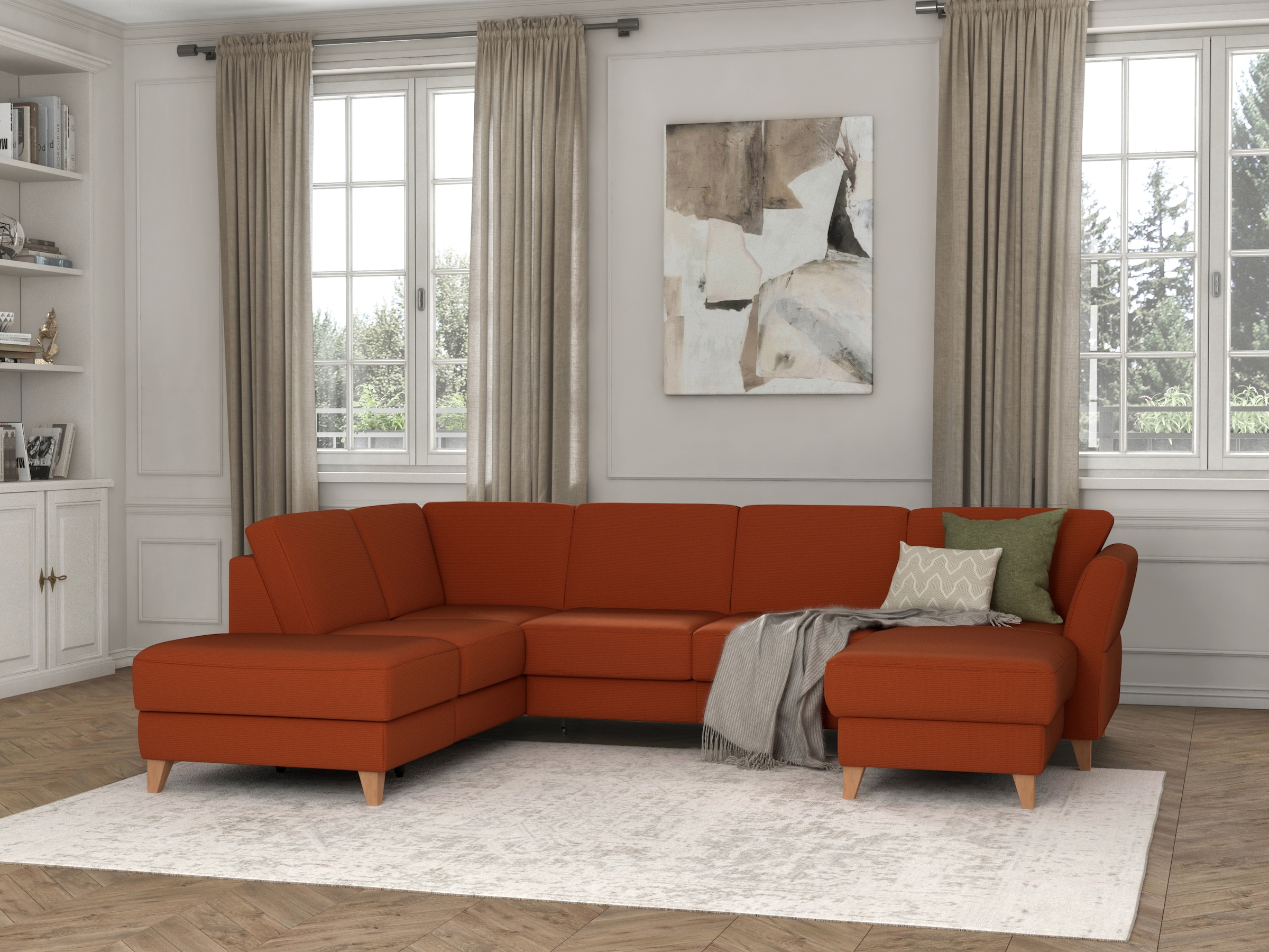 sit&more Wohnlandschaft »Visby U-Form«, wahlweise mit Bettfunktion und Stauraum, frei im Raum stellbar