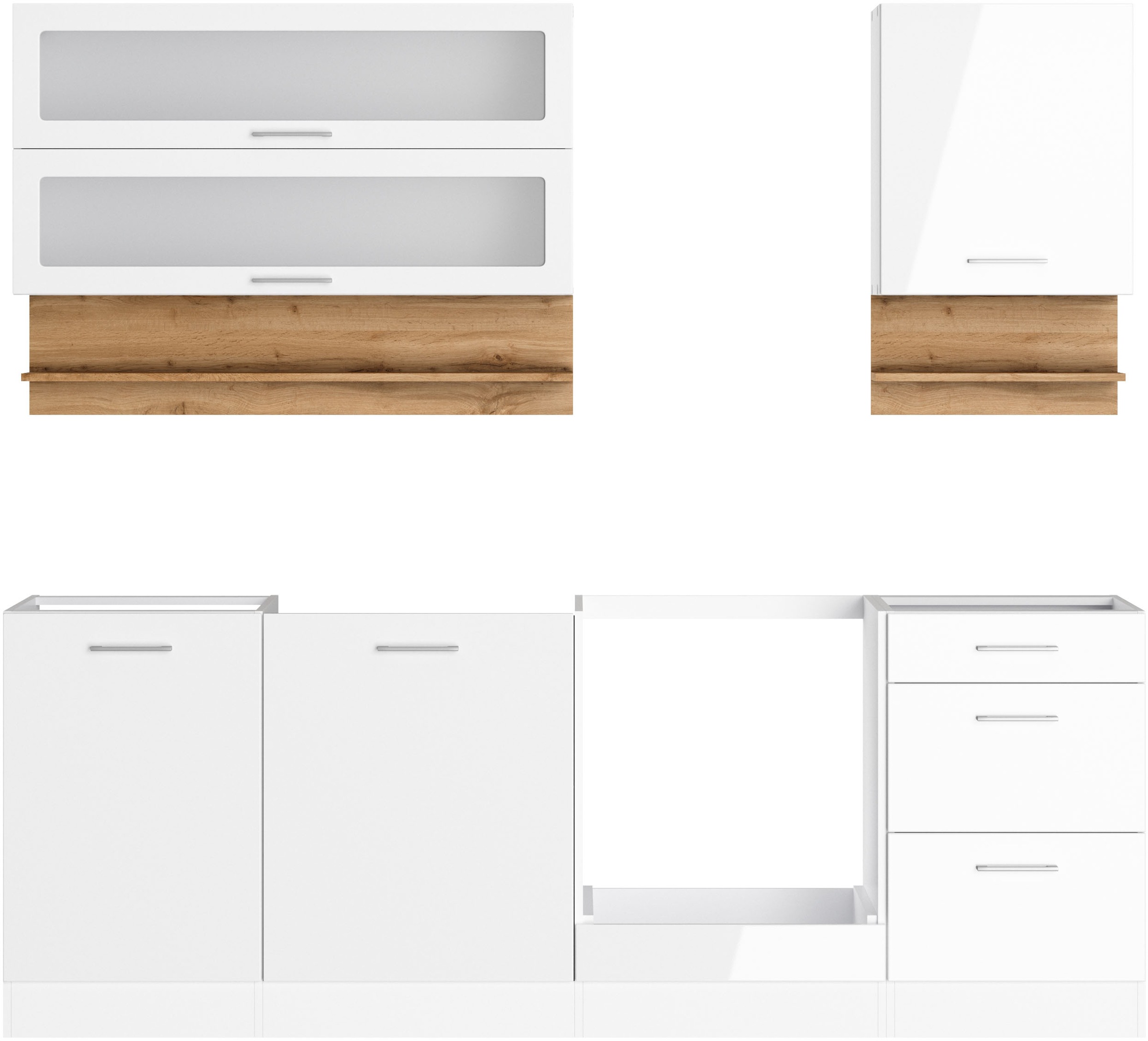 KOCHSTATION Küchenzeile »KS-Milan« 220 cm breit, robuste Metallauszüge, viel Stauraum