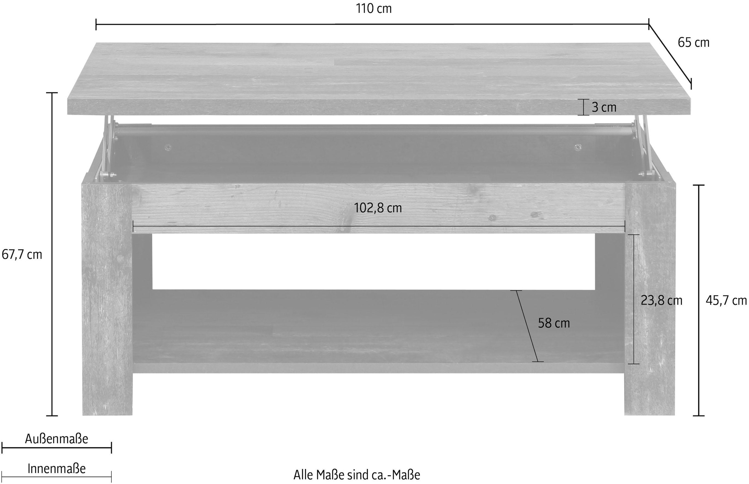 FORTE Couchtisch, mit Funktion, Breite 110 cm