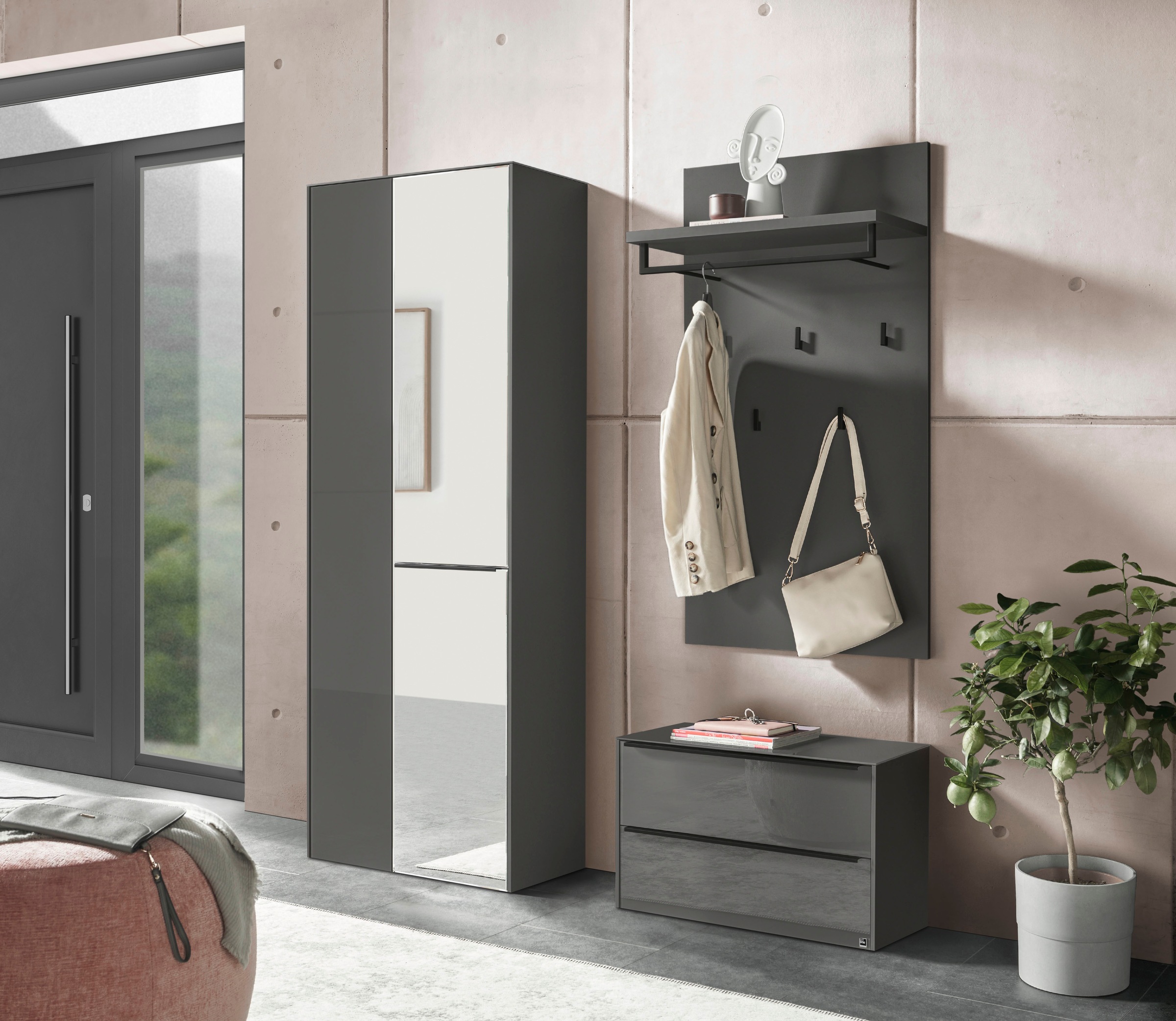 set one by Musterring Lowboard »reno-Dielen« 1 Stk. tlg. Mit 2 Schubkästen und Glasfronten in 2 Farben, B72 x H44 x T32 cm