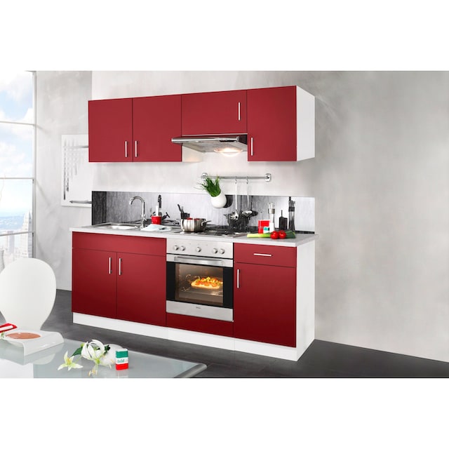 wiho Küchen Küchenzeile »Valencia«, mit E-Geräten, Breite 210 cm bei OTTO