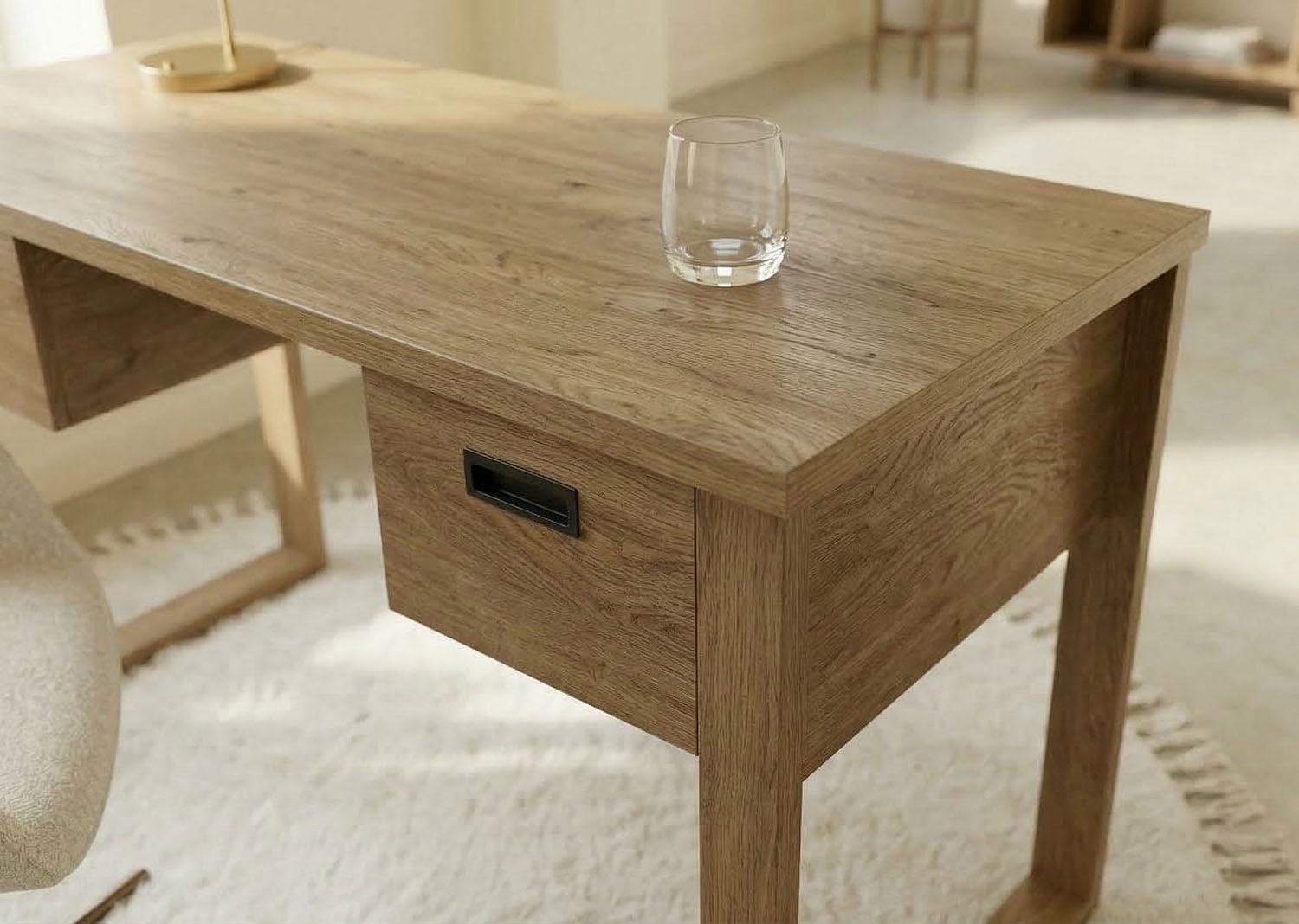 Jahnke Schreibtisch »RIVA D 140« Schreibtisch,Stauraum,2 Türen, Metallgriffe,Eiche-Optik,Breite:140 cm
