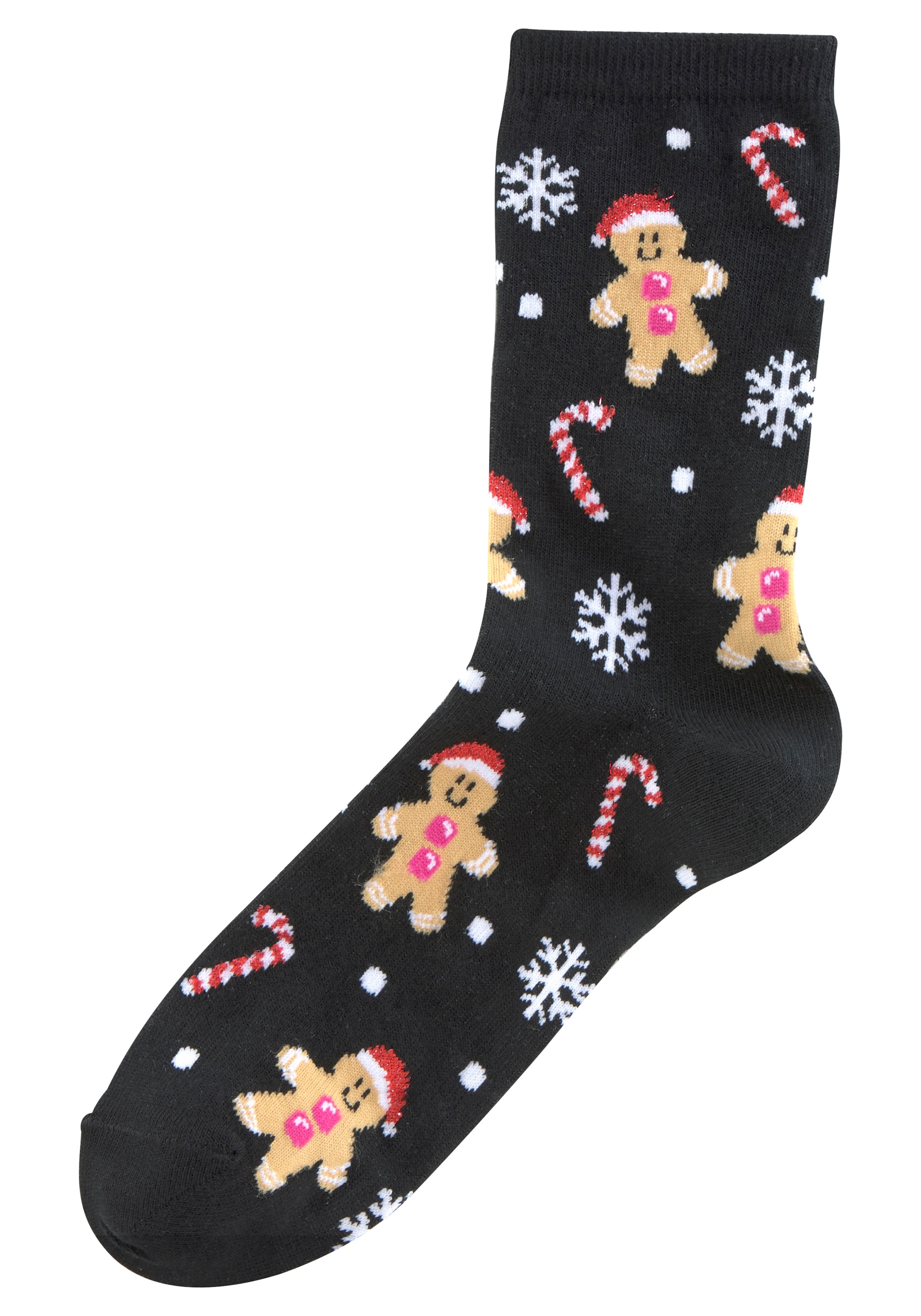 Socken, (Packung, 3 Paar), mit lustigen Weihnachtsmotiven