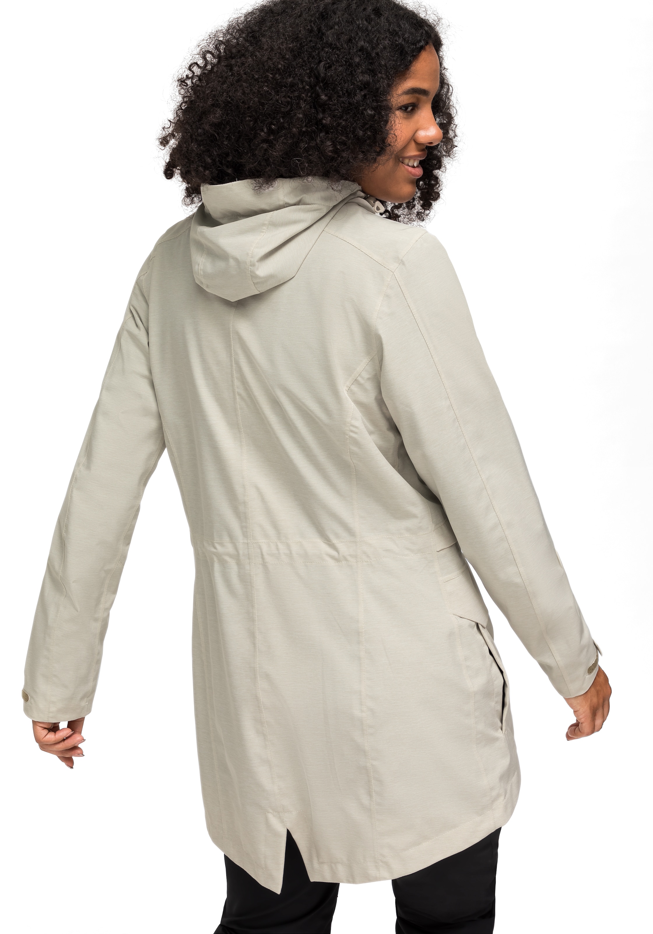 Maier Sports Outdoorjacke »Echaz Coat W«, lange Damen Wanderjacke mit Kapuze, wasserdichter Mantel