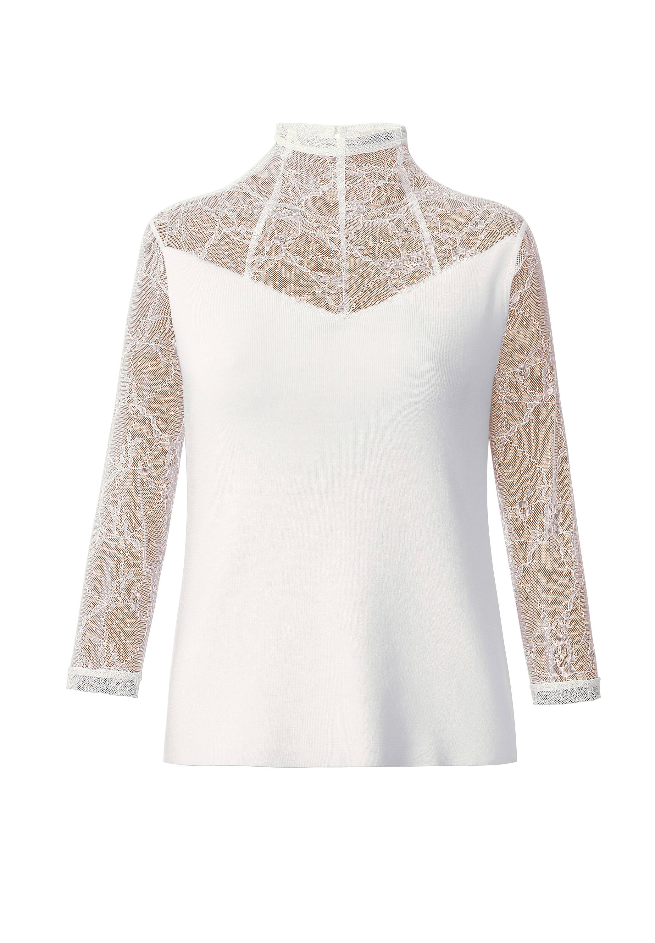 heine Strickpullover »Pullover Pullover mit Partien aus Spitze«