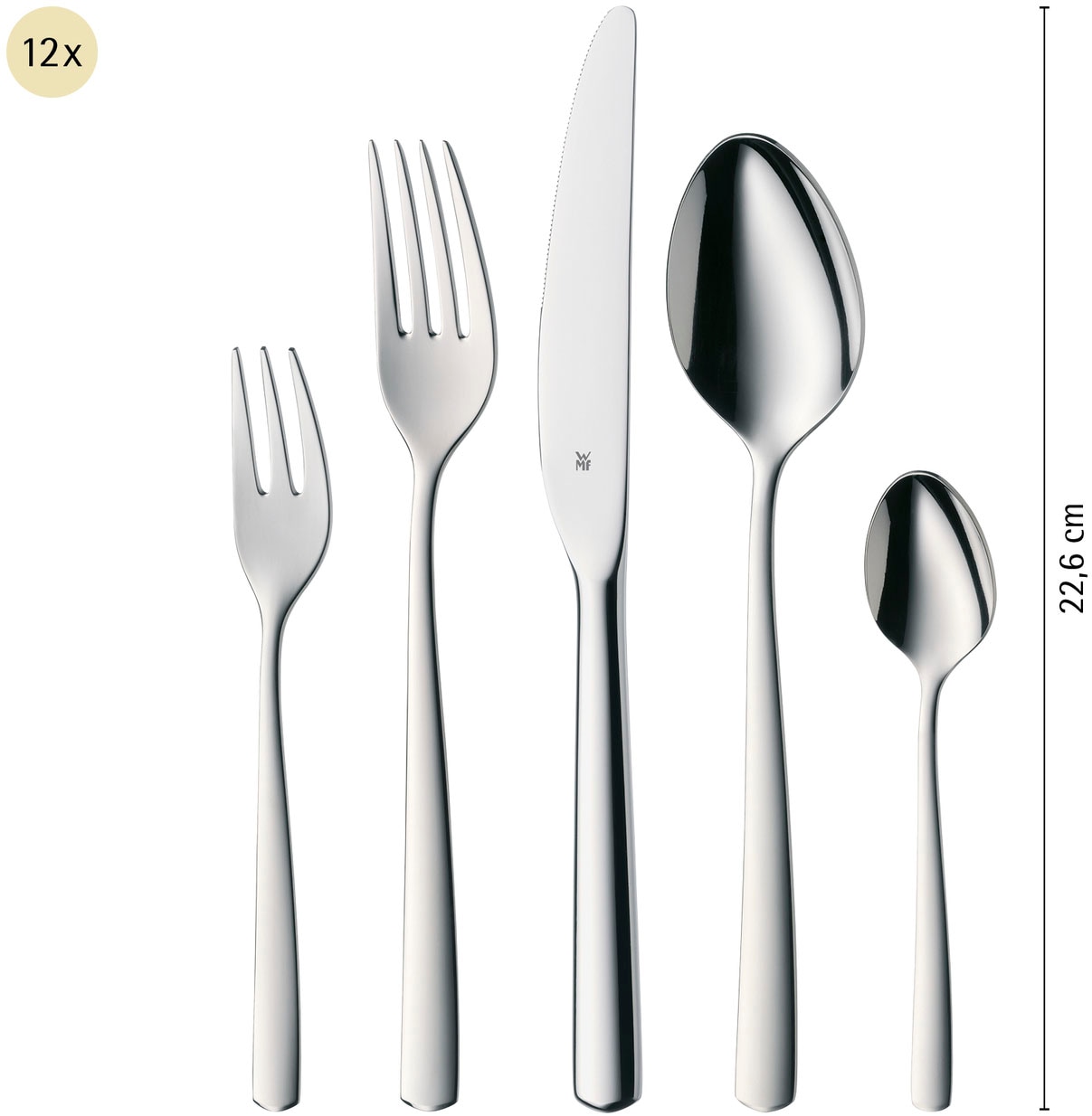 WMF Besteck-Set »Boston in edler Optik, ergonomische Haptik, Messer mit Wellenschliff«, (Set, 60 tlg.), spülmaschinengeeignet, optimale Schärfe, hochwertiger Besteckkasten