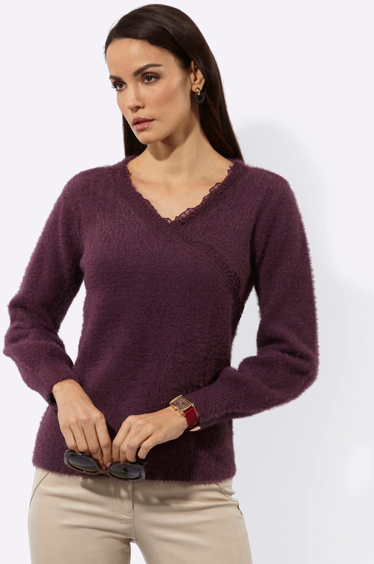 creation L V-Ausschnitt-Pullover »Lyocell-Mix-Pullover«