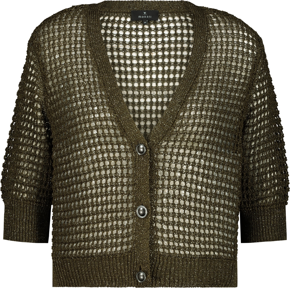 Monari Strickjacke »Jacke Strick Glanzbändchen« Regular fit mit V-Ausschnitt