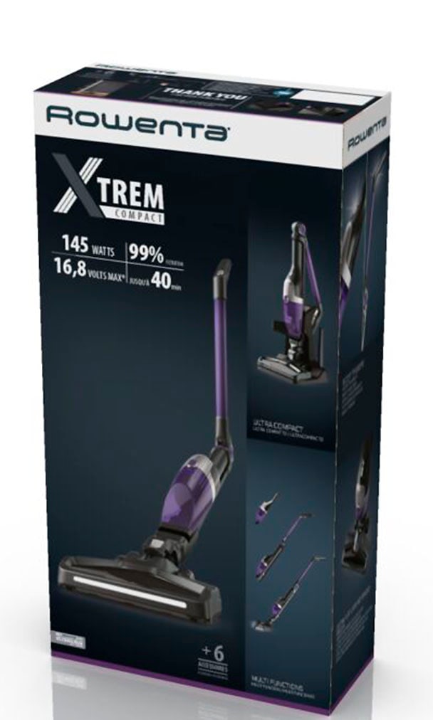 Rowenta Akku-Hand-und Stielstaubsauger »Xtrem Compact, leicht, sehr kompakt, Flex-Gelenk, lange Akku-Laufzeit«, leistungsstark, Bodenladestation, Multifunktionsreinigung, RH1238