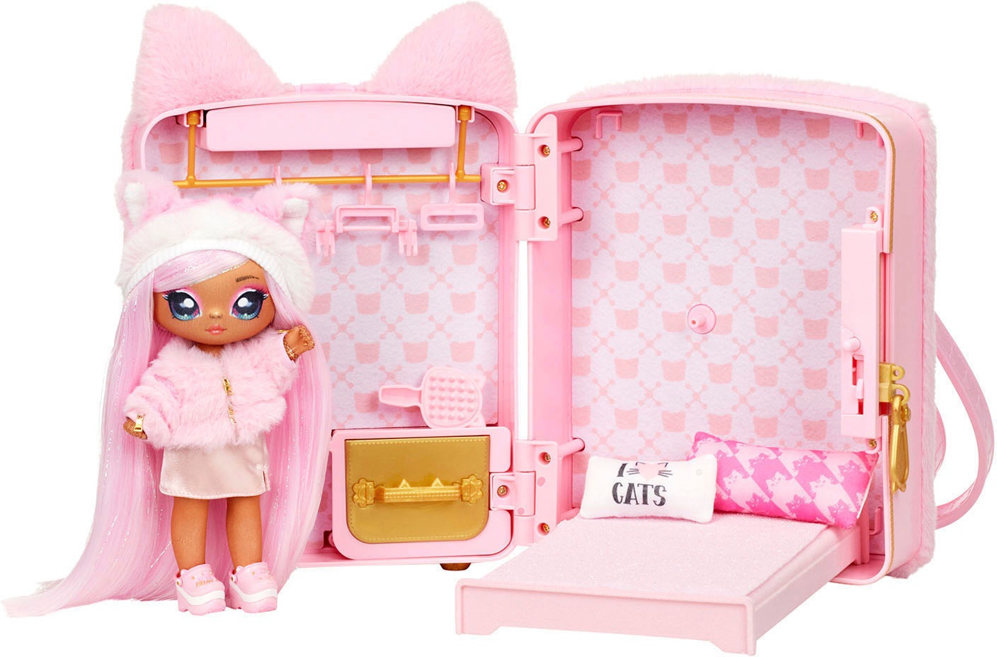 MGA ENTERTAINMENT Puppenmöbel »3in1 Backpack Bedroom Series 3 Playset - Pink Kitty«, Na!Na!Na! Surprise