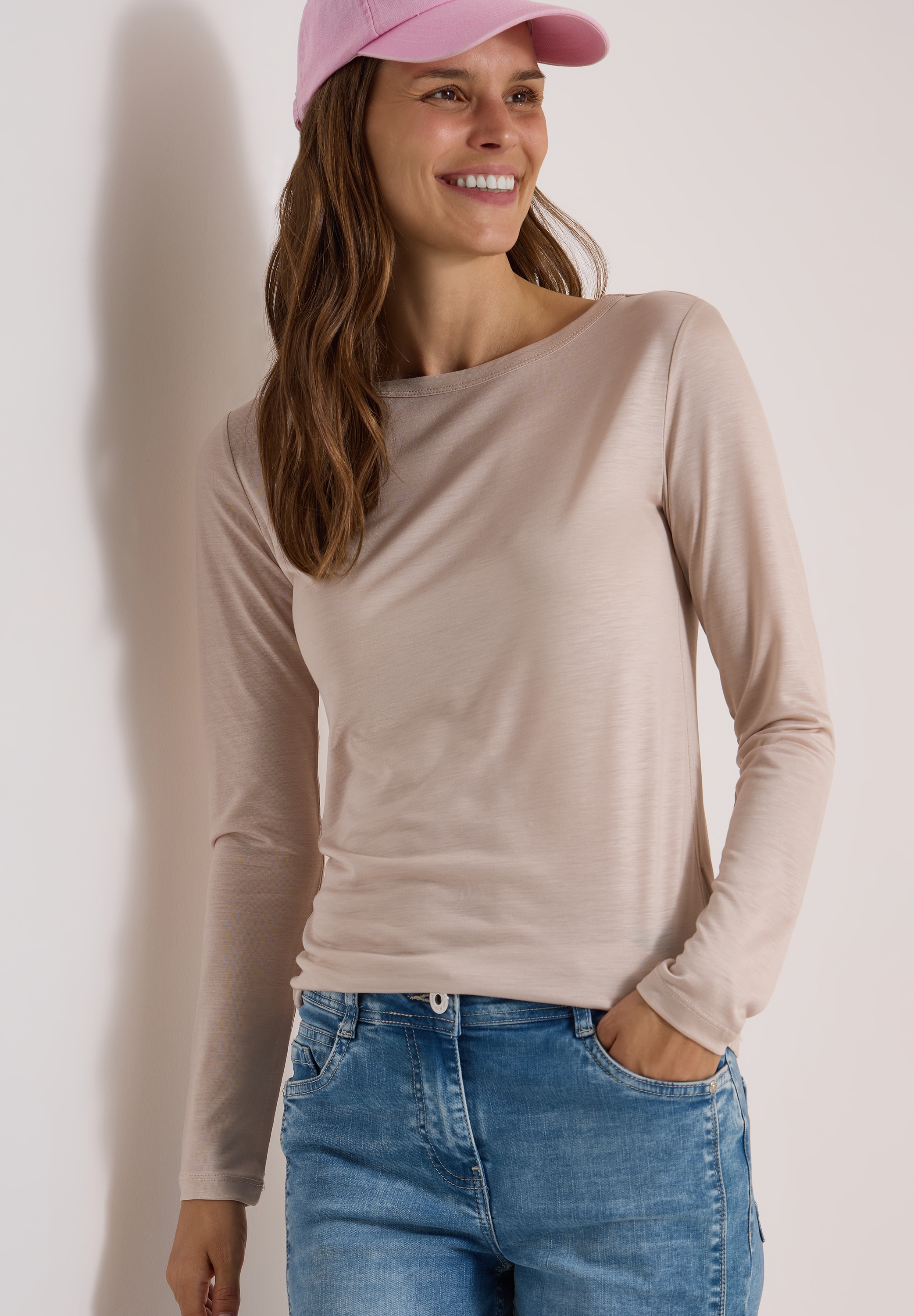 Cecil Langarmshirt Slub-Yarn, Lyocell-Qualität