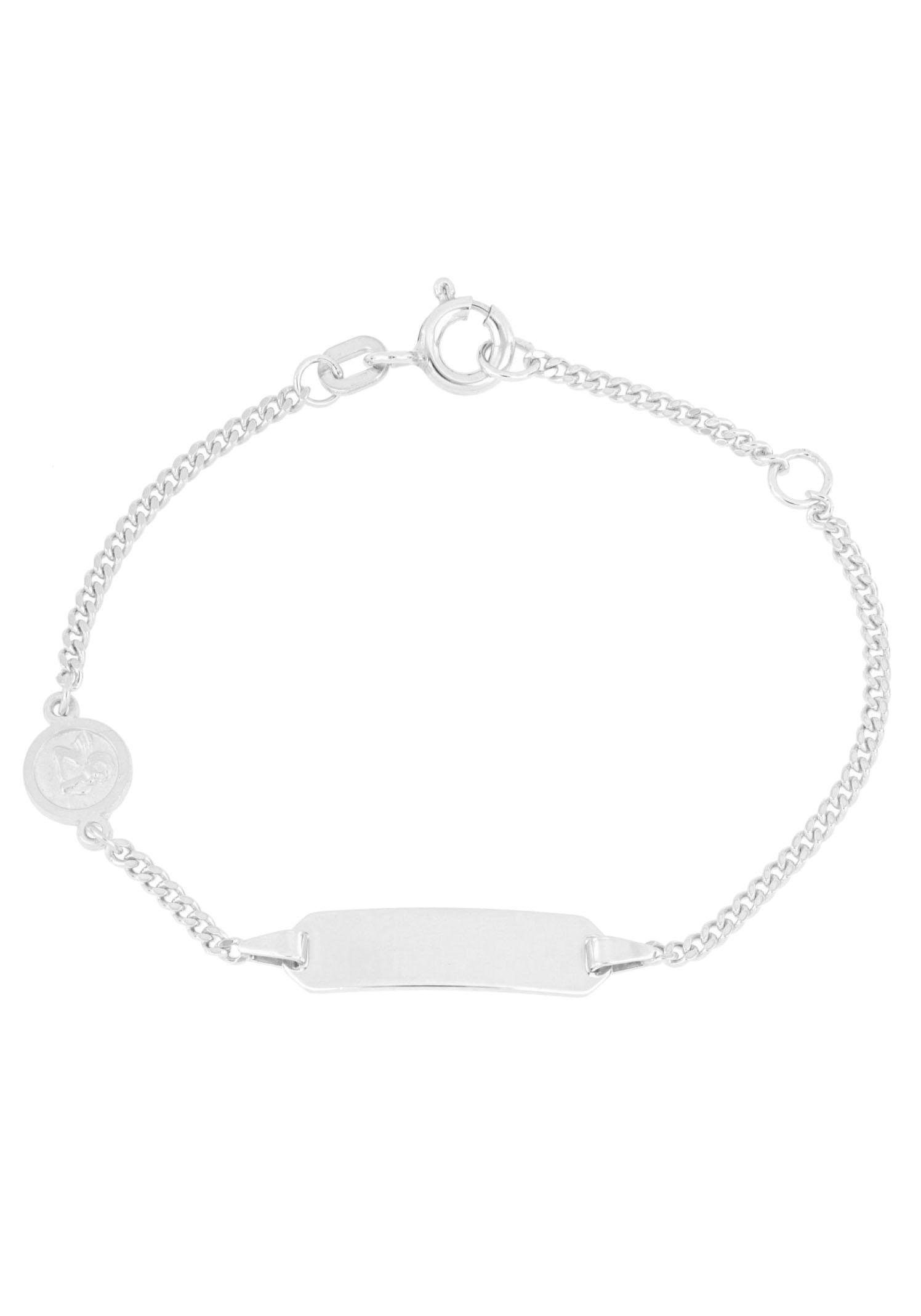 Firetti ID Armband »Einhänger Engel, Gravurplatte, 2-fach diamantiert, poliert, rhodiniert, mit Gratisgravur«