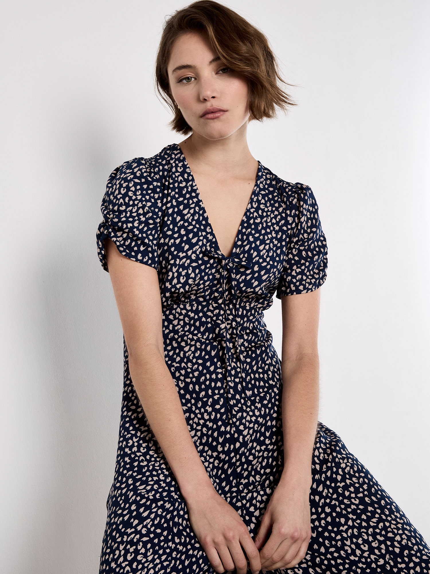 Apricot Druckkleid »Animalprintkleid« 2 tlg. mit zarten Raffungen