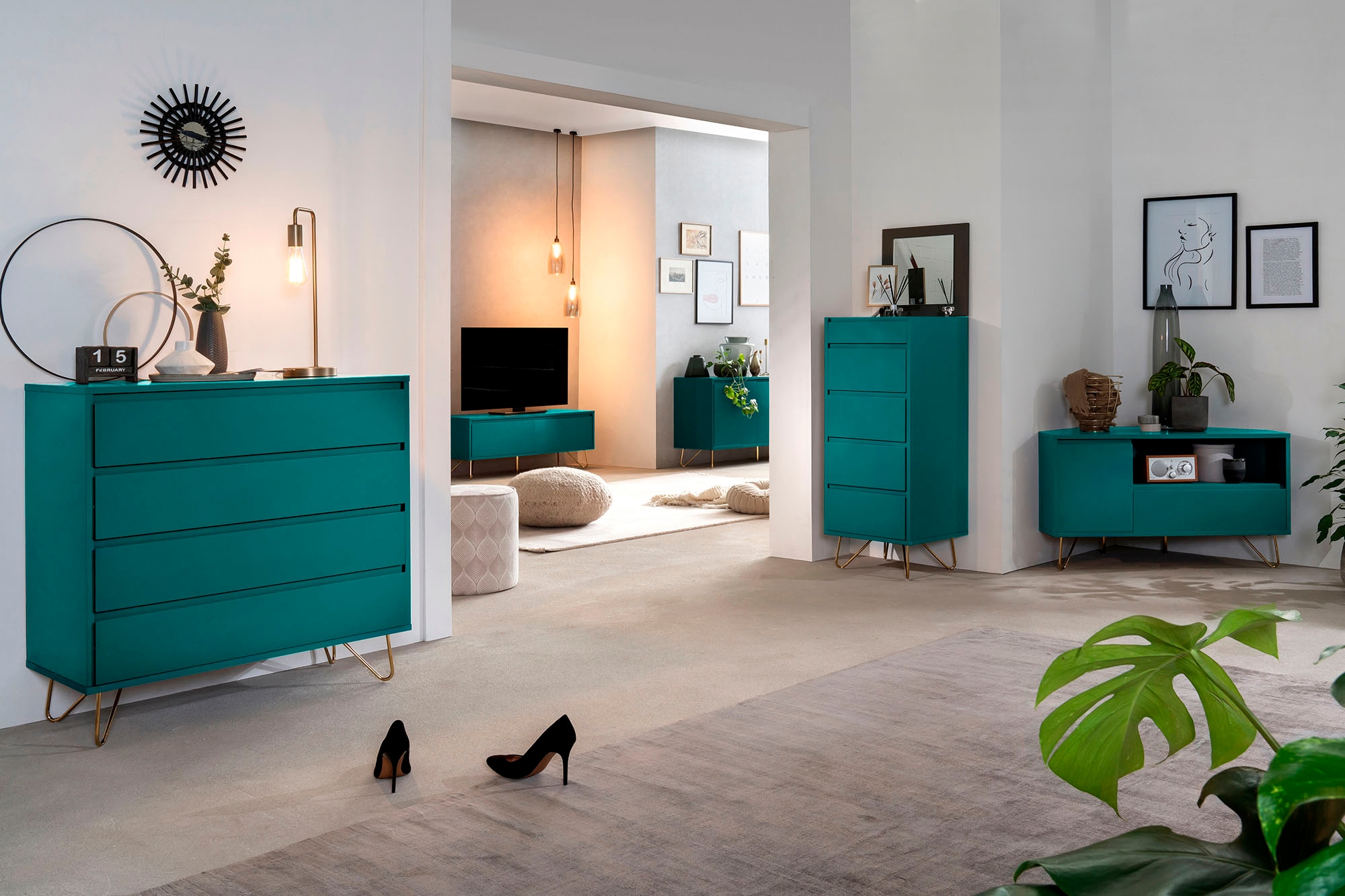 SalesFever Sideboard, Kommode mit Hairpin Beinen, Breite 150 cm