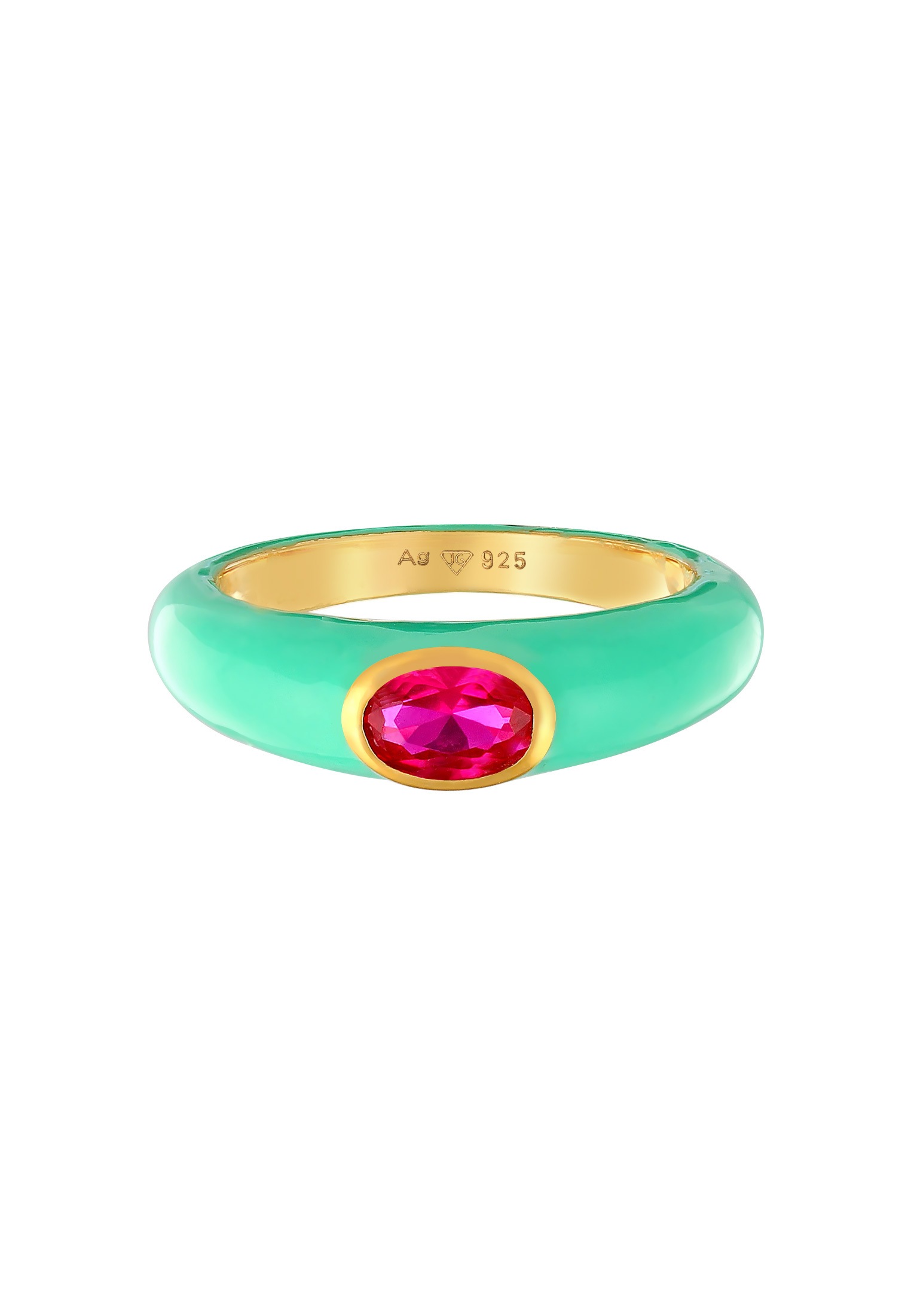 Elli Silberring »Ring Zirkonia Oval Solitär Emaille 925 Silber«