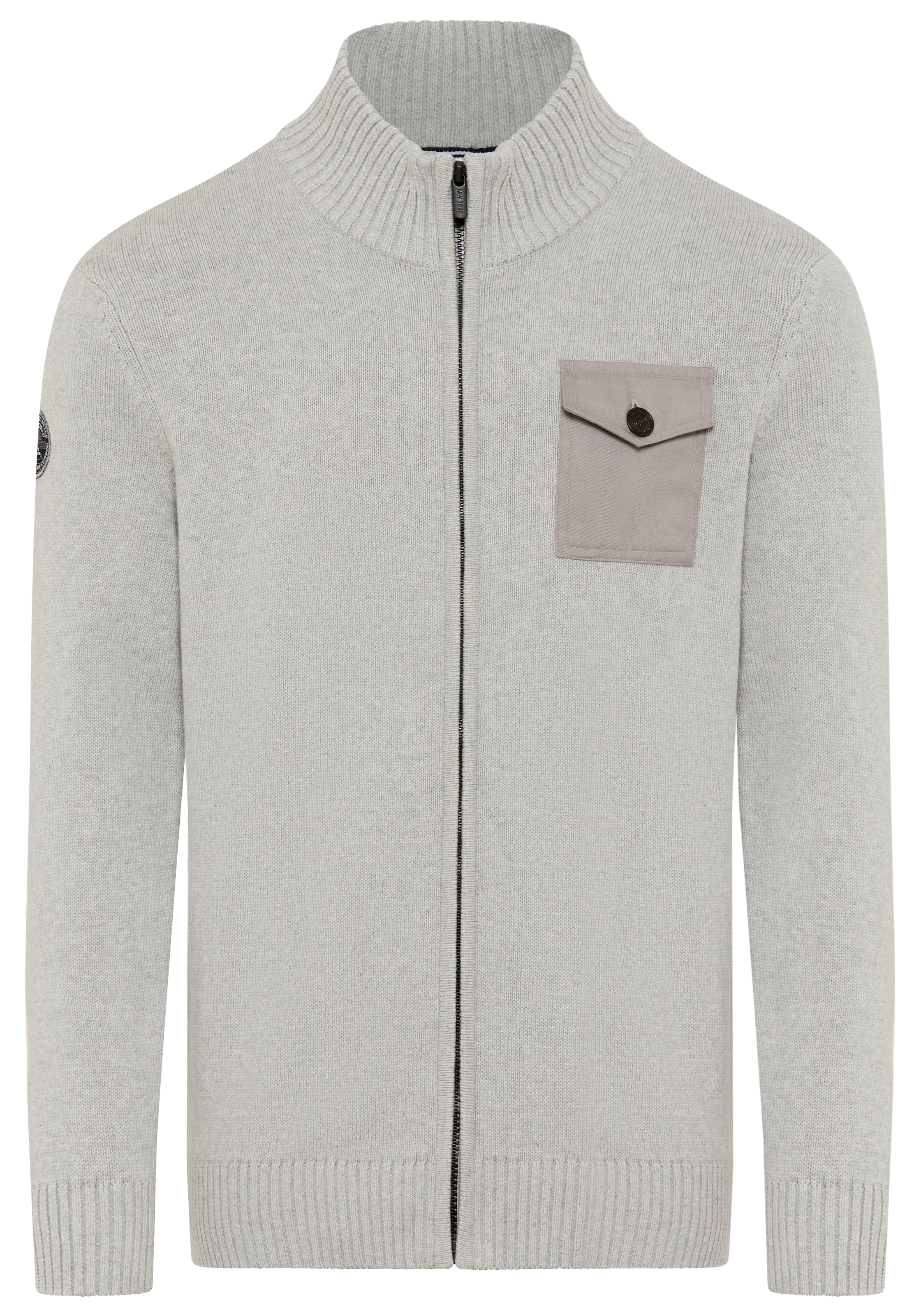 Man's World Strickjacke »Neue Kollektion! Highlight mit Tasche und Badge« casual Stil, mit Reißverschluss, Langarm, melierte Optik