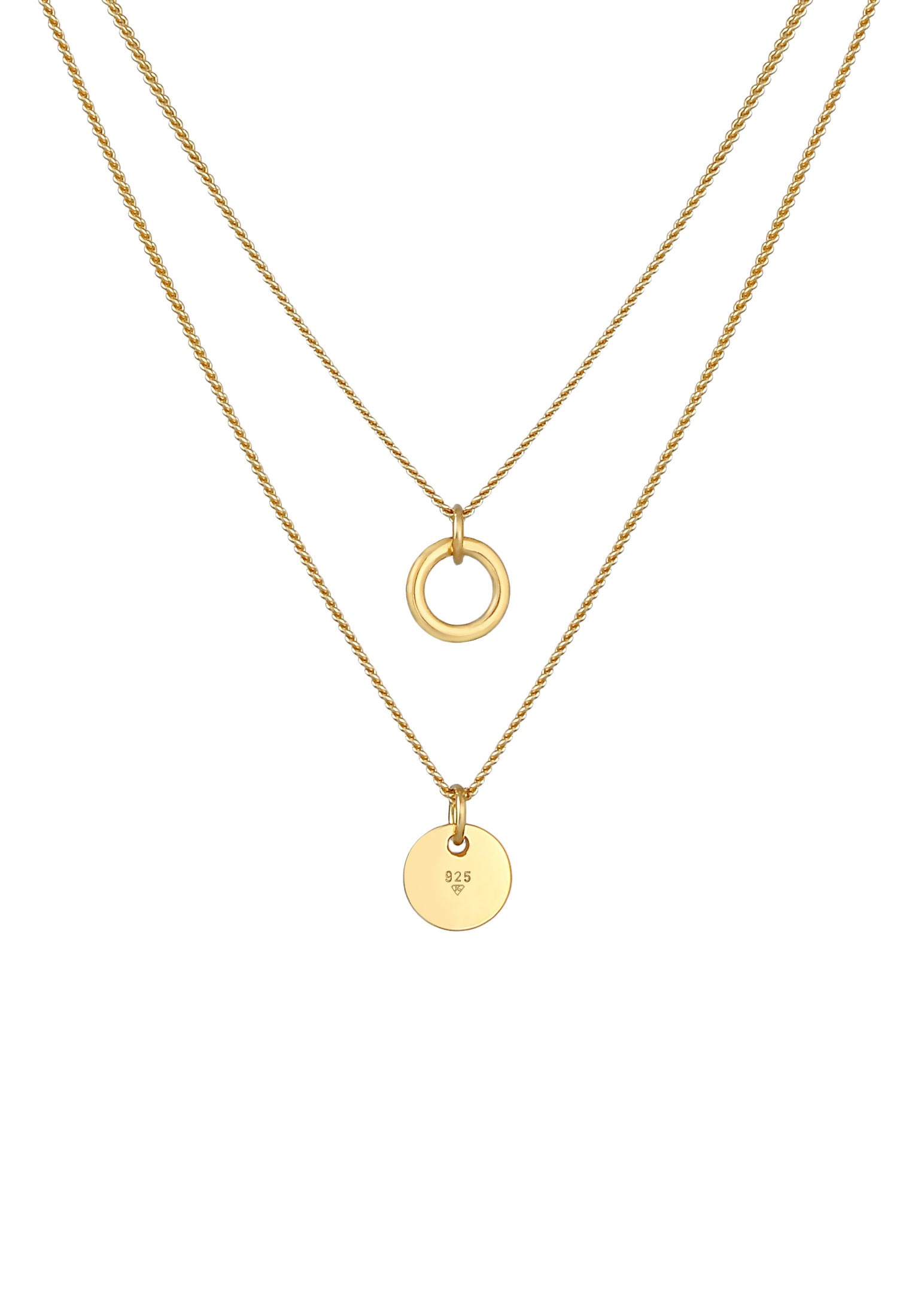Elli Kette ohne Anhänger »Halskette Layering Kreise Plättchen Zweireihig 925 Silber«