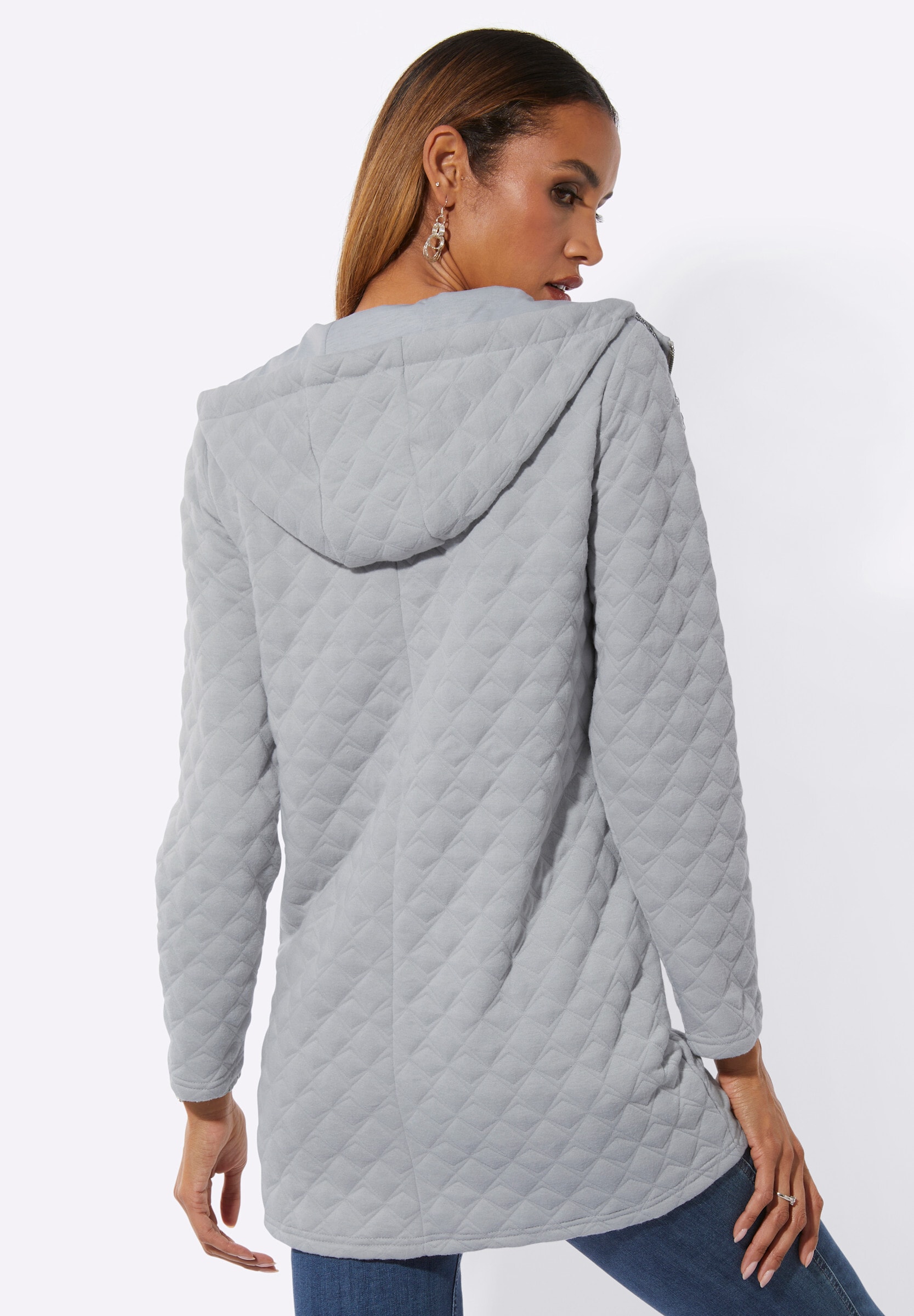 creation L Shirtjacke »Sweatjacke Shirtjacke in Rautenstruktur«