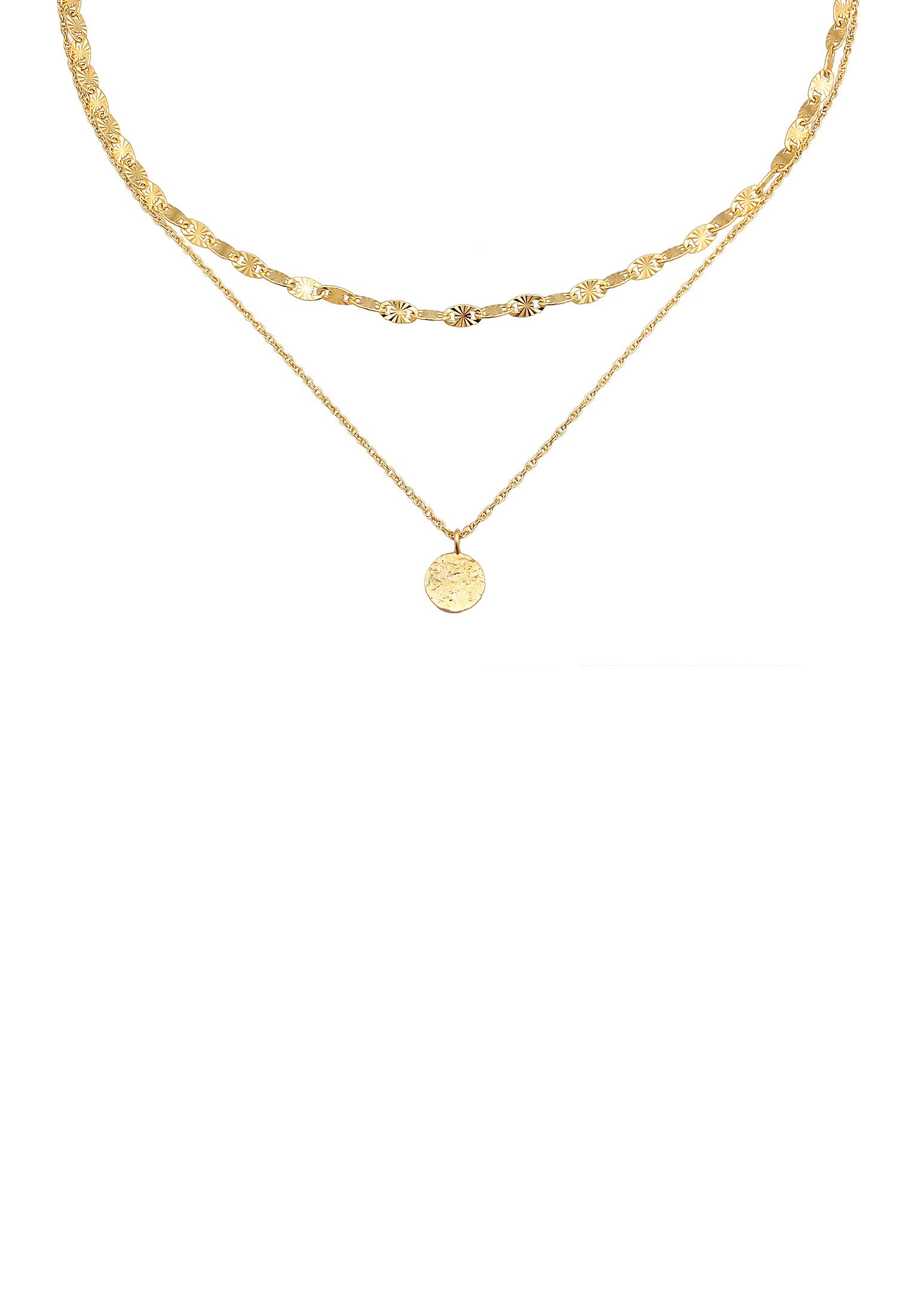 Elli Silberkette »Halskette Choker Layer Vintage Plättchen Anhänger 925 Silber«
