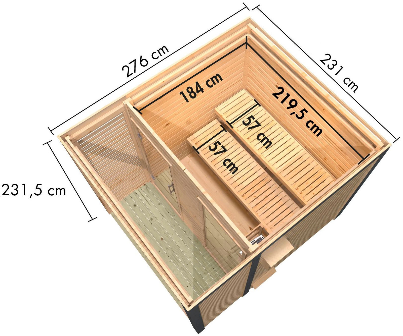 Karibu Saunahaus »»Adrian 2« anthrazit« in verschiedenen Ausführungen erhältlich