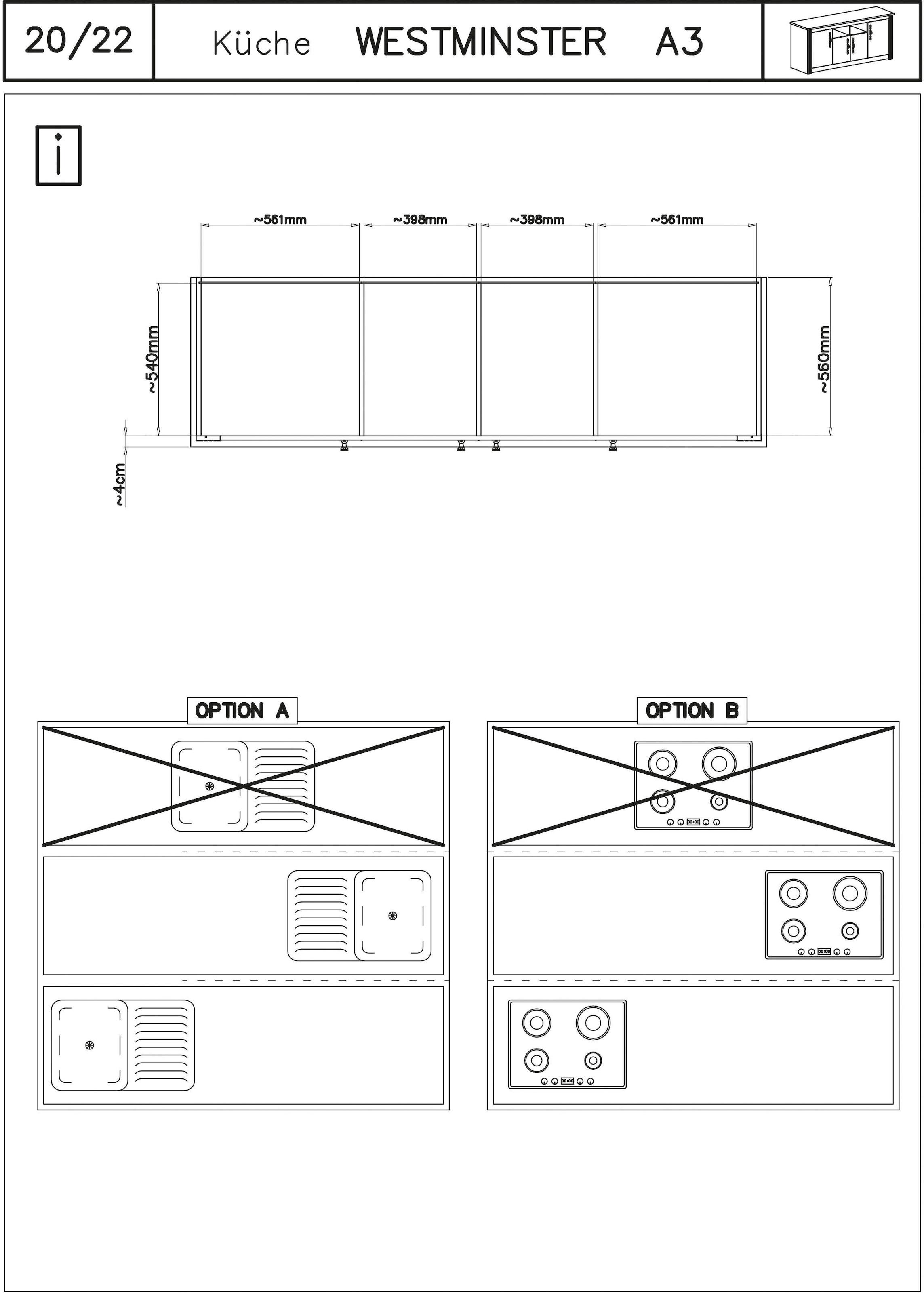 KOCHSTATION Küche »KS-Westminster« Breite 366 cm, ohne E-Geräte