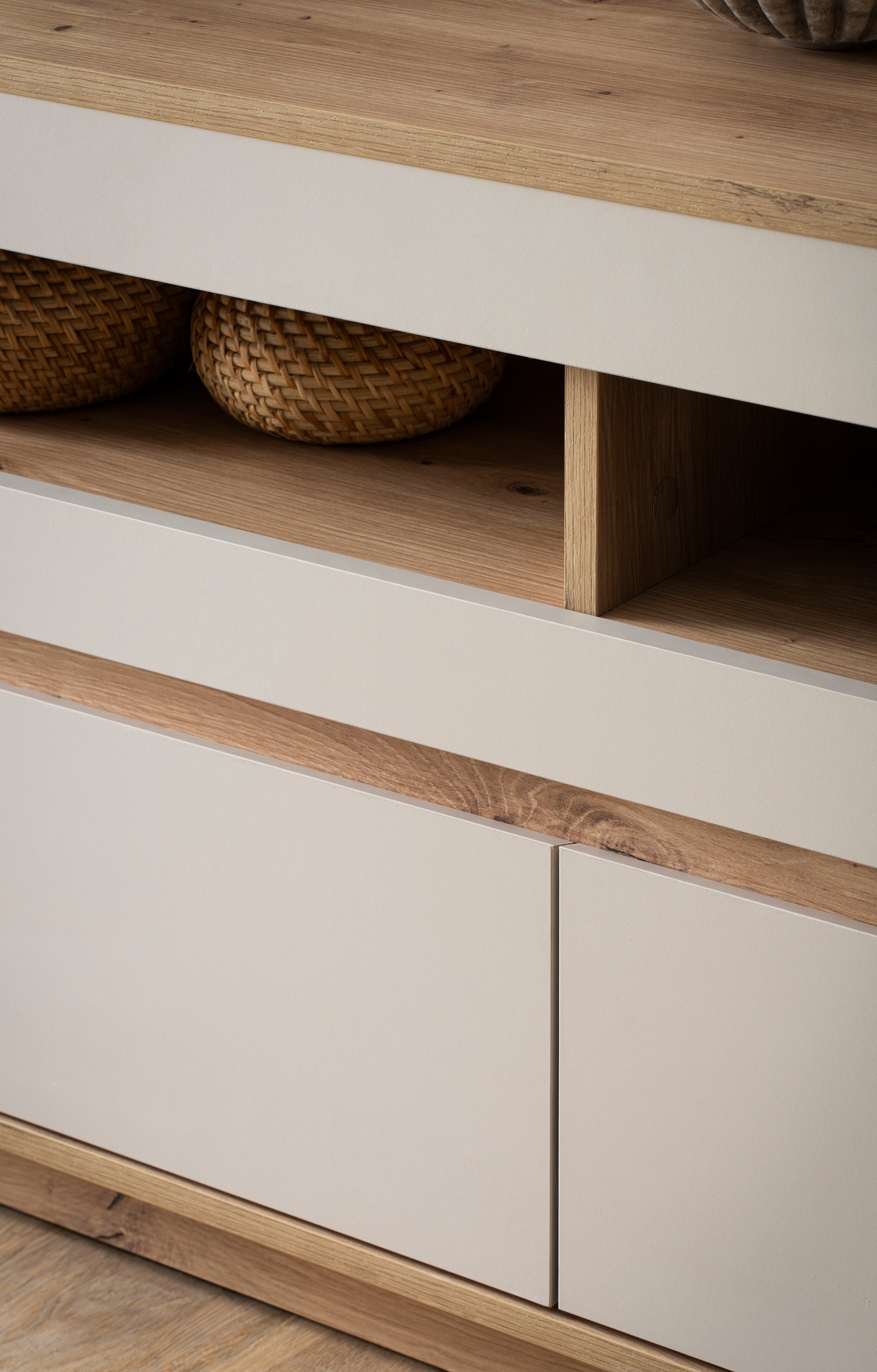 Home affaire Wohnwand »Sonora, moderne Anbauwand, Komplettset in Kaschmir/Eiche« Komplett-Set, 4 Stk. tlg.