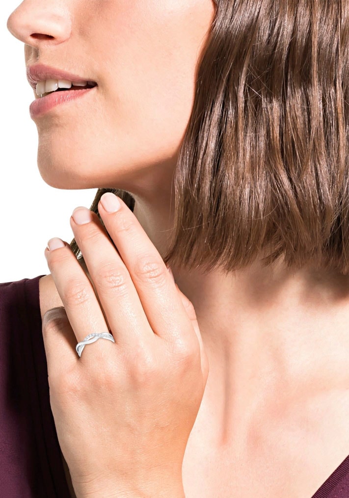 Amor Fingerring »Silver Classic«, mit Zirkonia (synth.)