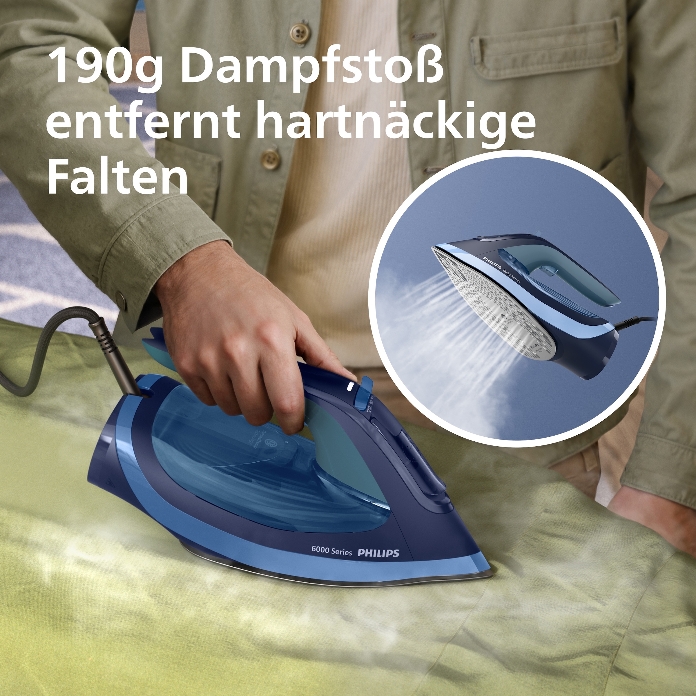 Philips Dampfbügeleisen »DST6120/20 6000 Series High-End mit 4 Dampfeinstellungen« 2600 W 2600 W, SteamGlide Plus, mit 300 ml Wassertank und 190 g Dampfstoß