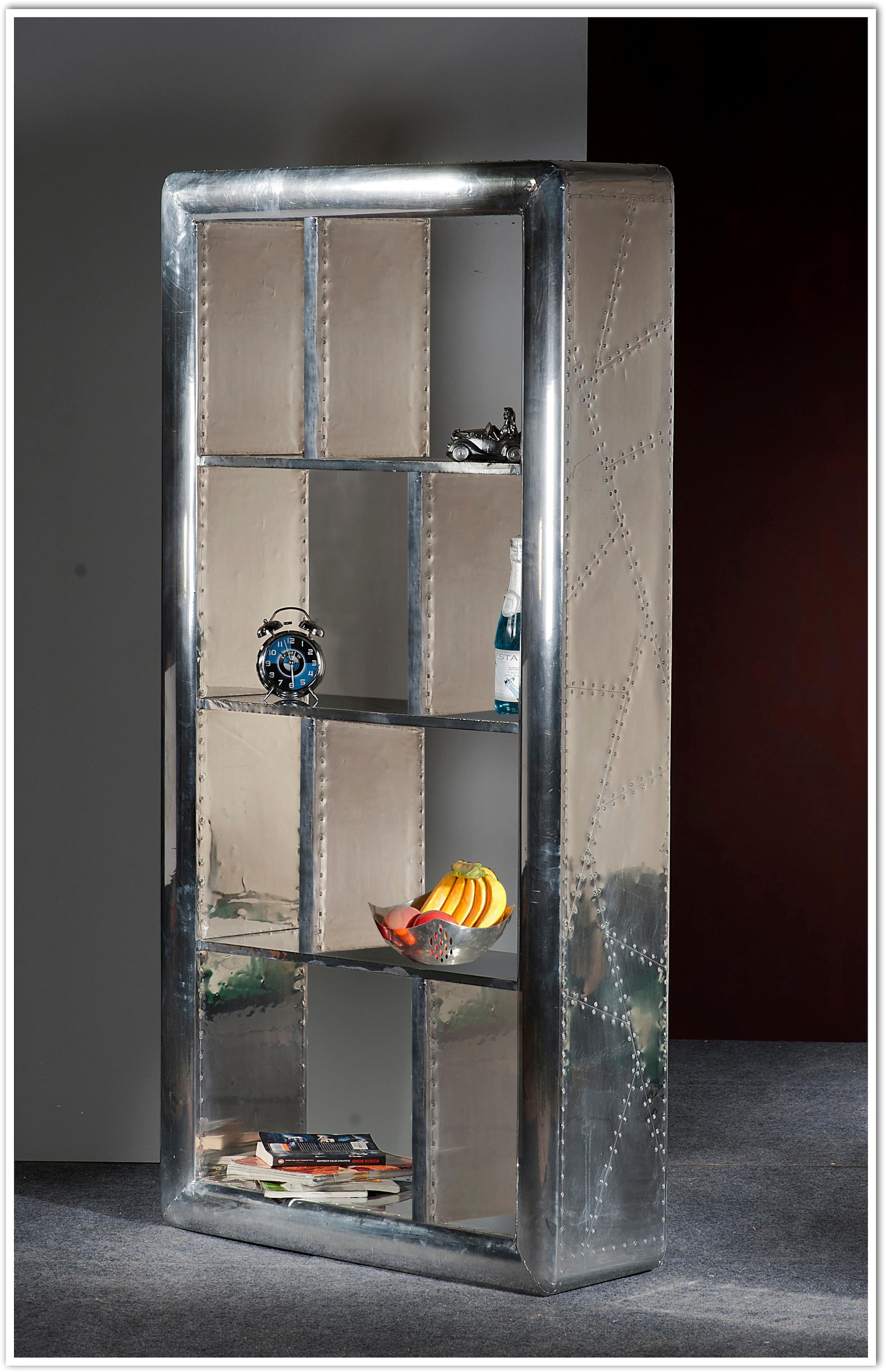 SIT Regal »Schrank AIRMAN Mangoholz + MDF mit Alu‑Beschlägen & Zierschrauben« Industrial‑Design Regal mit offenen Stauraumfächern