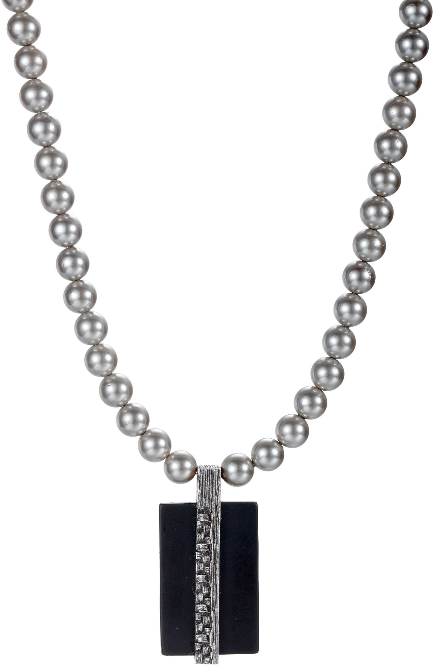 Kingka Kette mit Anhänger »Schmuck Geschenk Edelstahl Halsschmuck Halskette« mit Achat - mit Muschelperle in grau, Größe Länge: 56